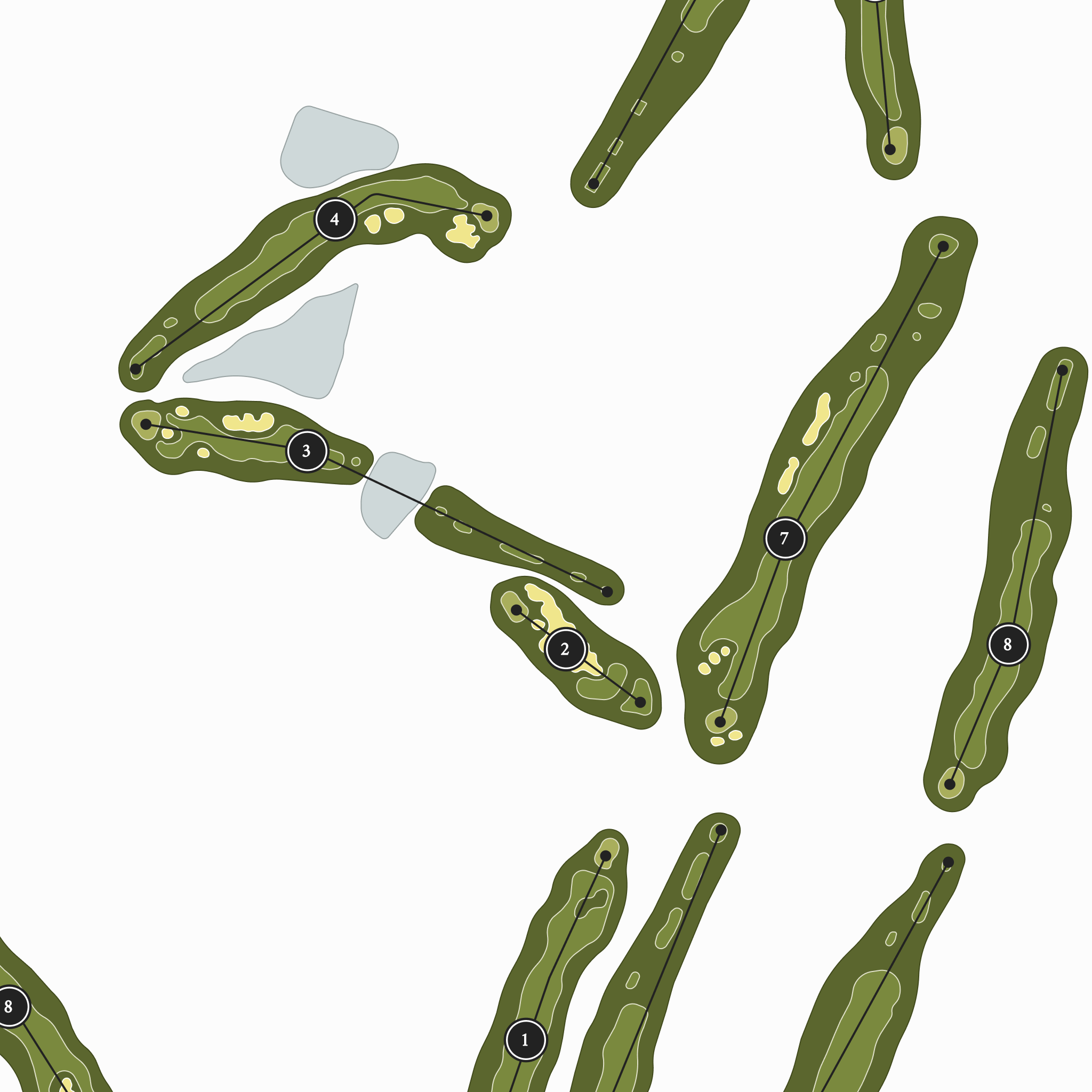Hideaway Lake Club | Golf Course Map | Close Up With Hole Numbers #hole numbers_yes
