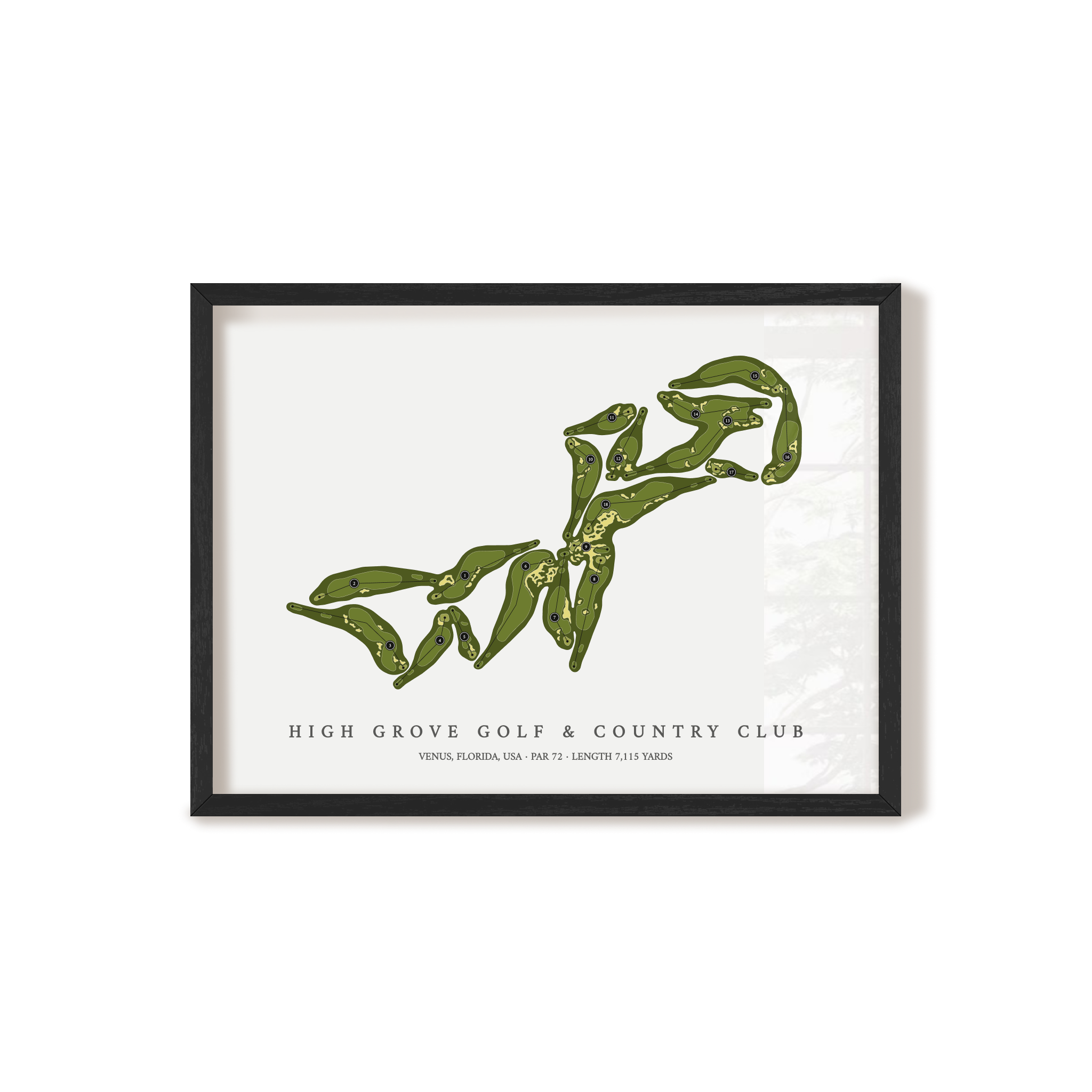 High Grove Golf & Country Club | Golf Course Map | Black Frame 
