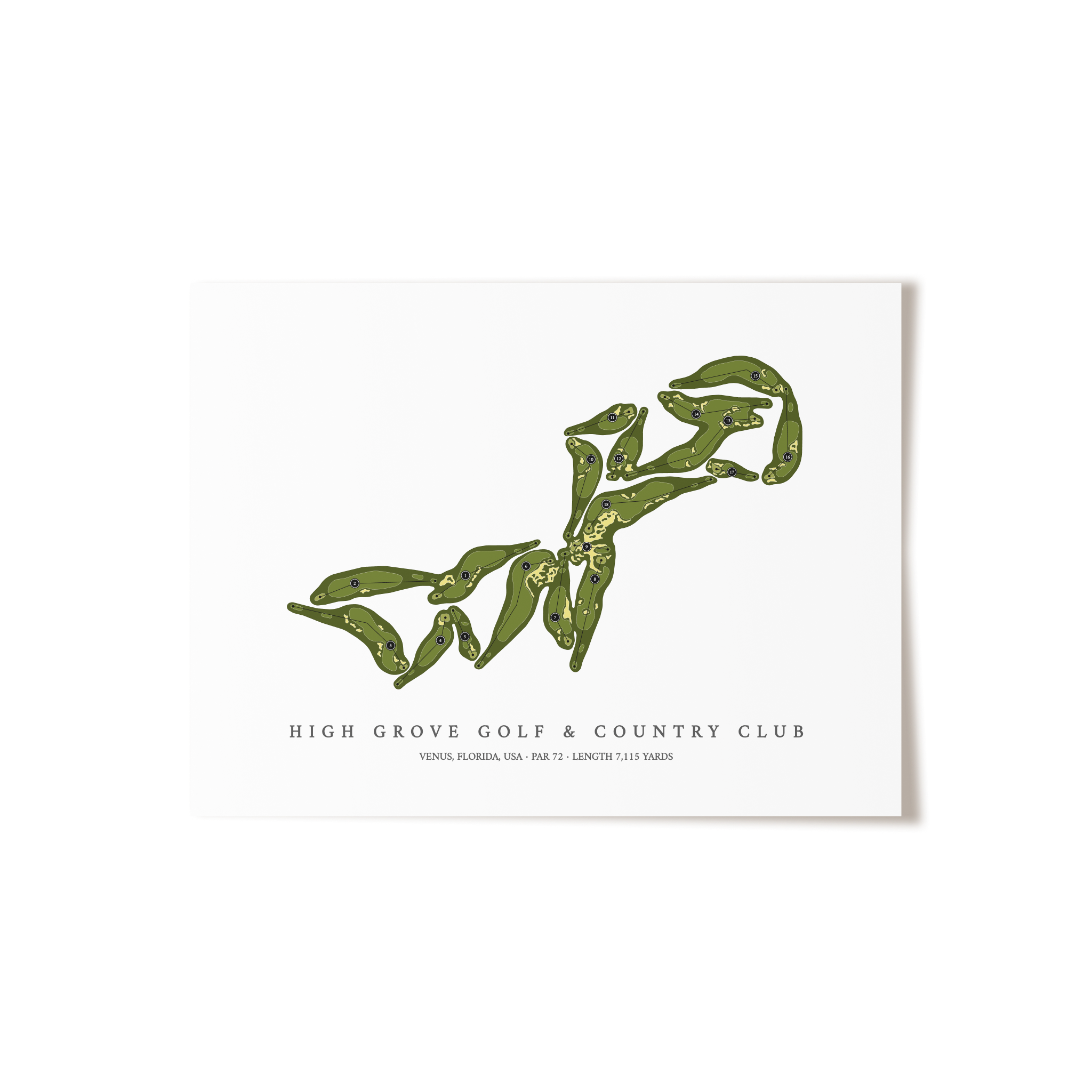 High Grove Golf & Country Club | Golf Course Map | Unframed 