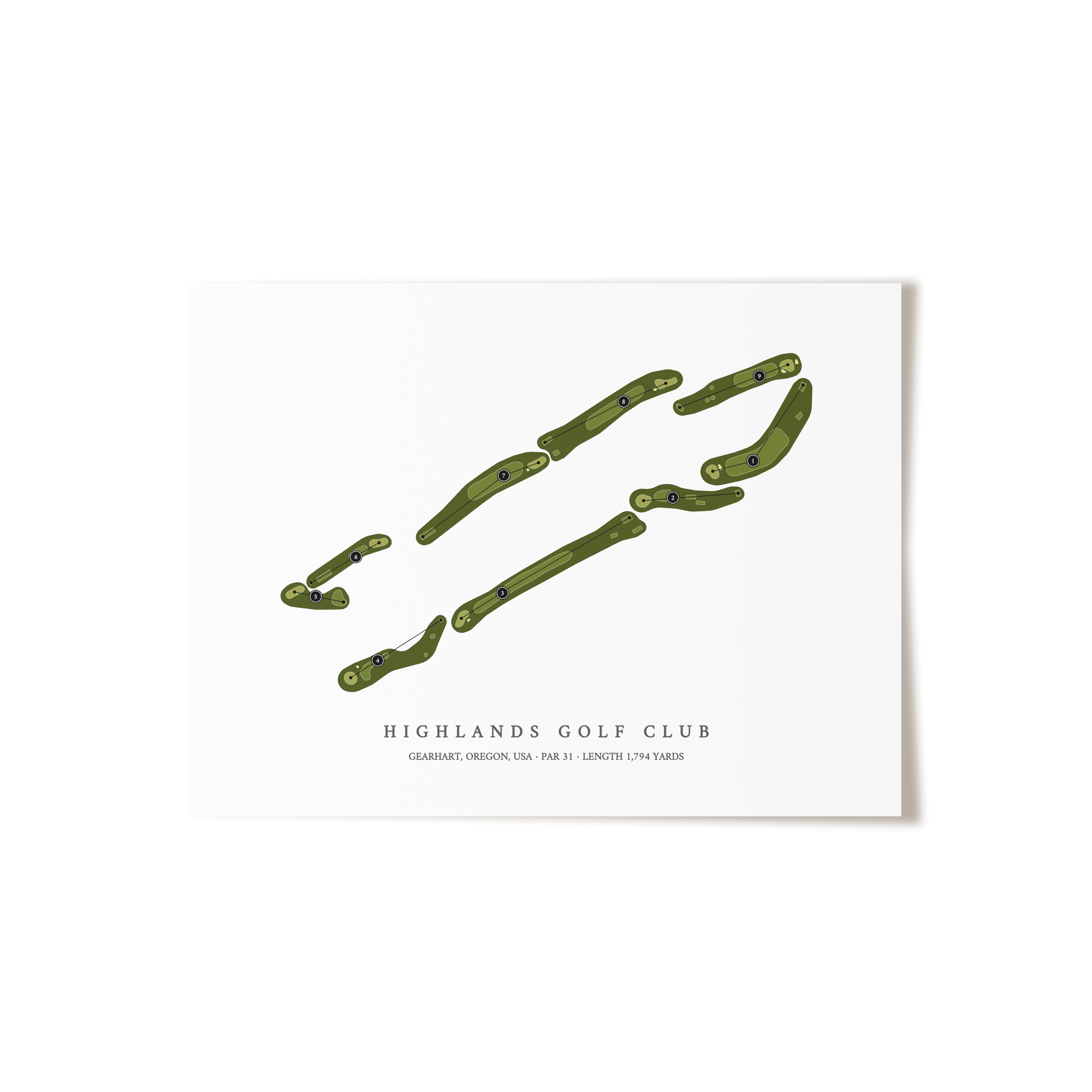 Highlands Golf Club | Golf Course Map | Unframed 