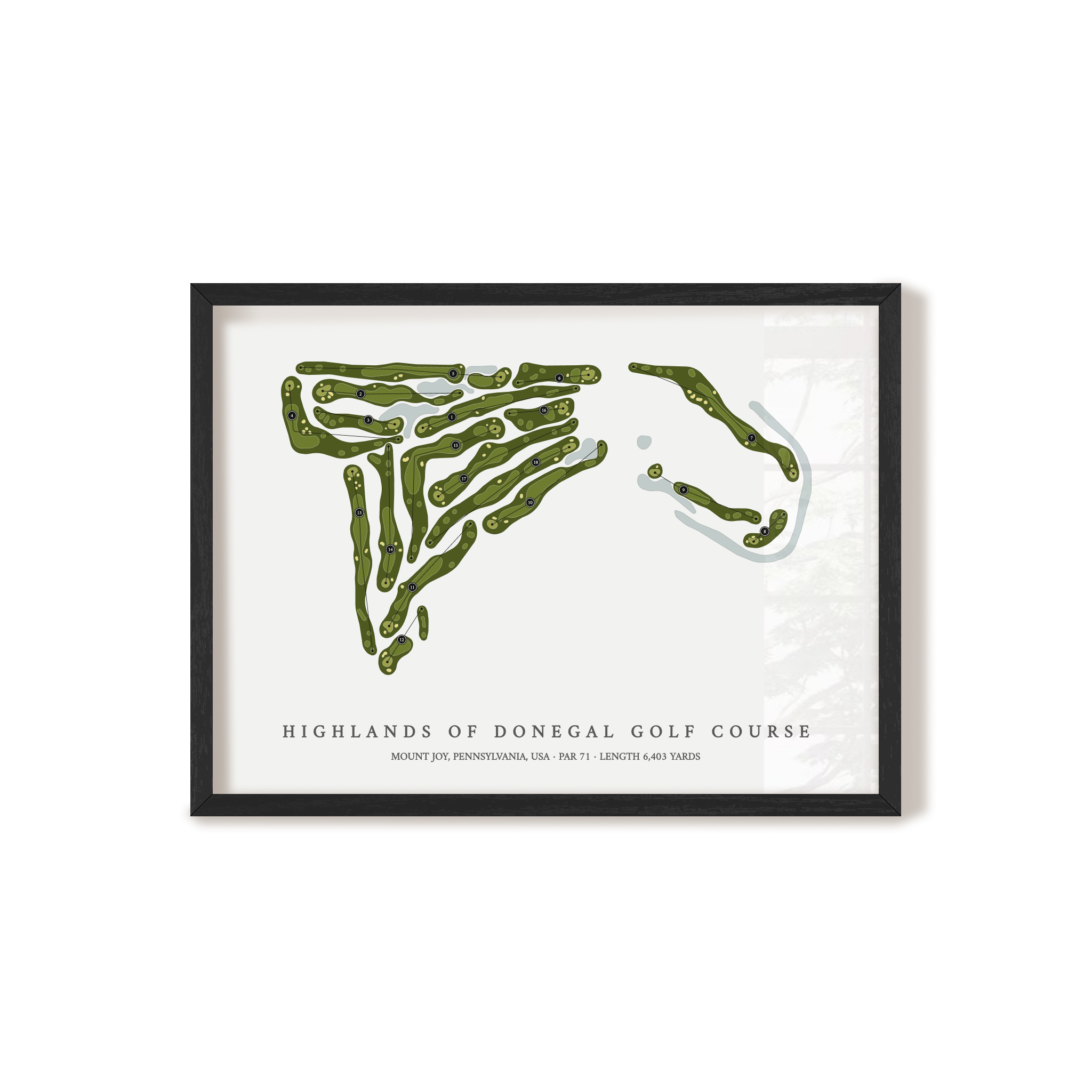 Highlands of Donegal Golf Course | Golf Course Map | Black Frame 