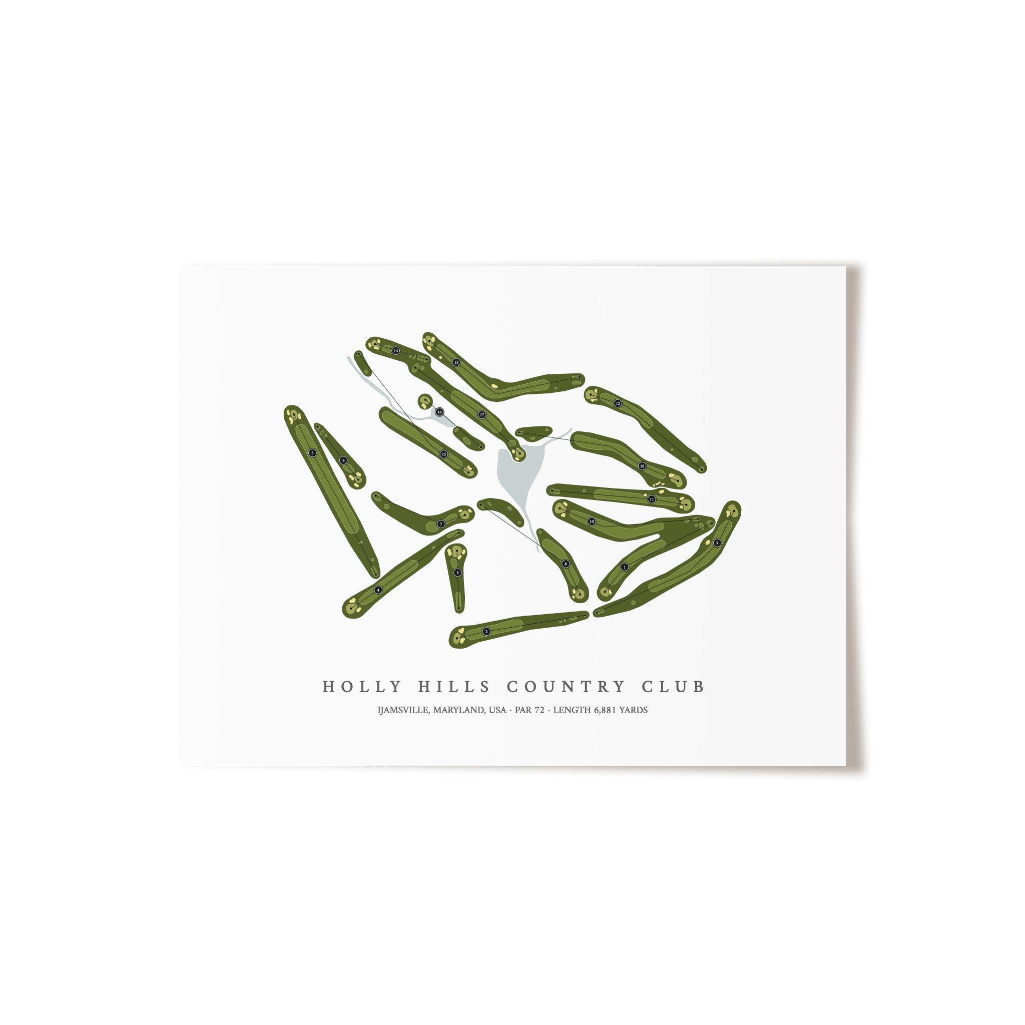 Holly Hills Country Club | Golf Course Map | Unframed 