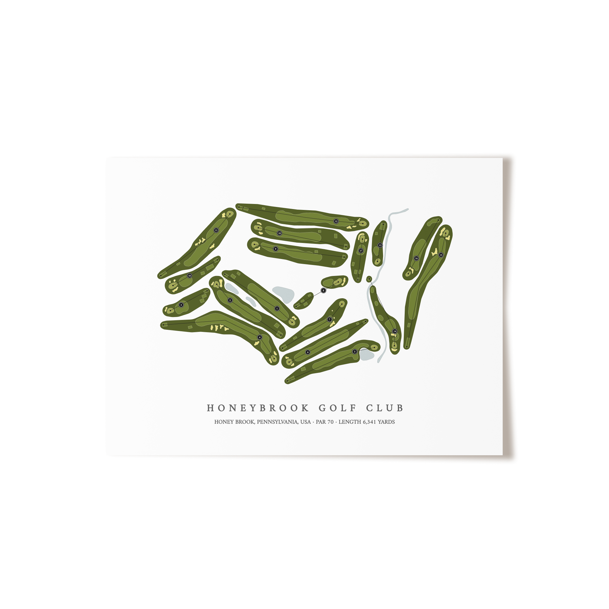 Honeybrook Golf Club | Golf Course Map | Unframed 