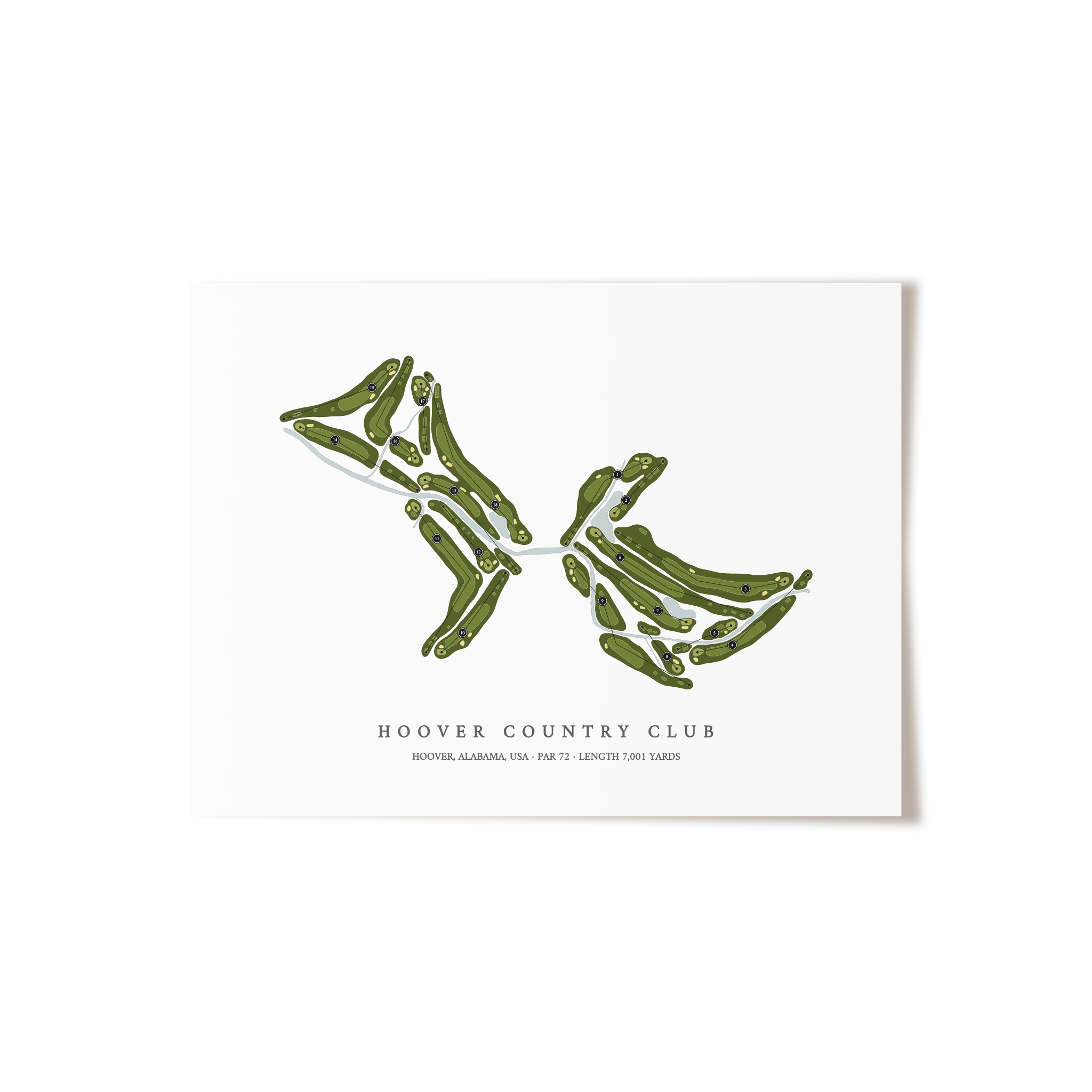 Hoover Country Club | Golf Course Map | Unframed 