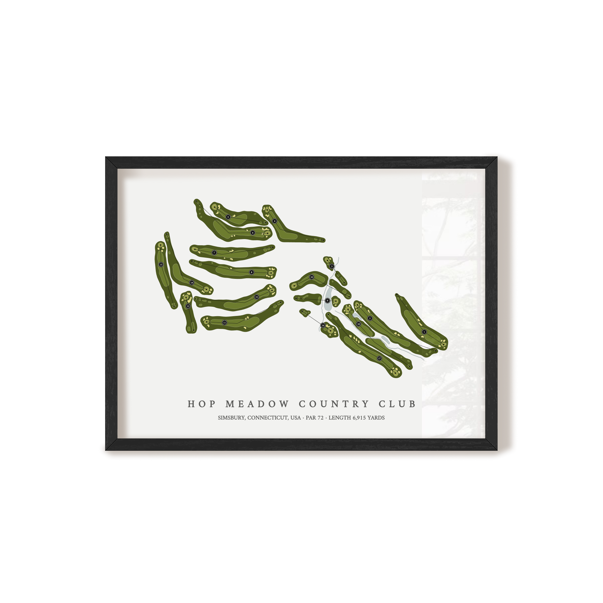 Hop Meadow Country Club | Golf Course Map | Black Frame 