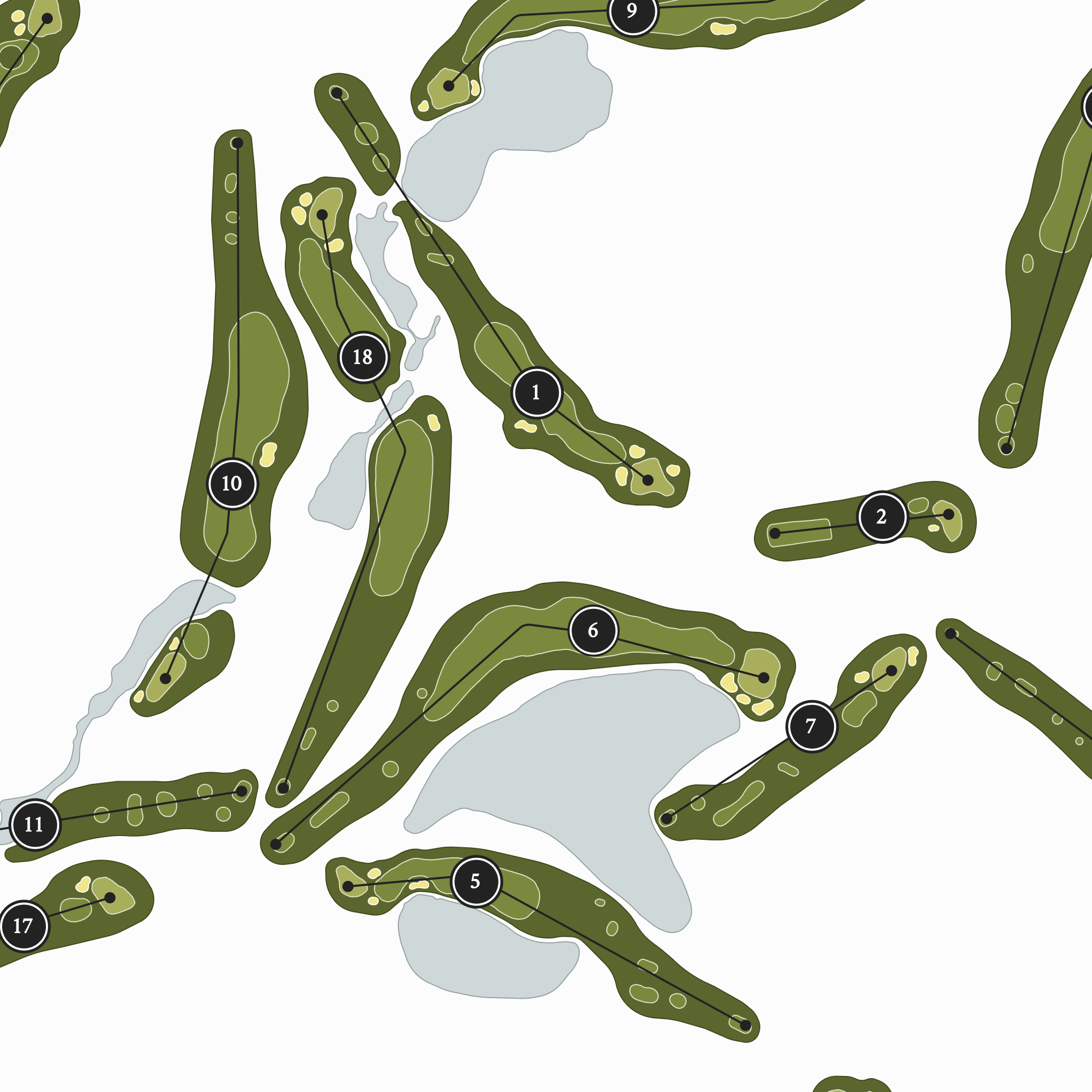 Horseshoe Bend Country Club| Golf Course Print | Close Up With Hole Numbers #hole numbers_yes