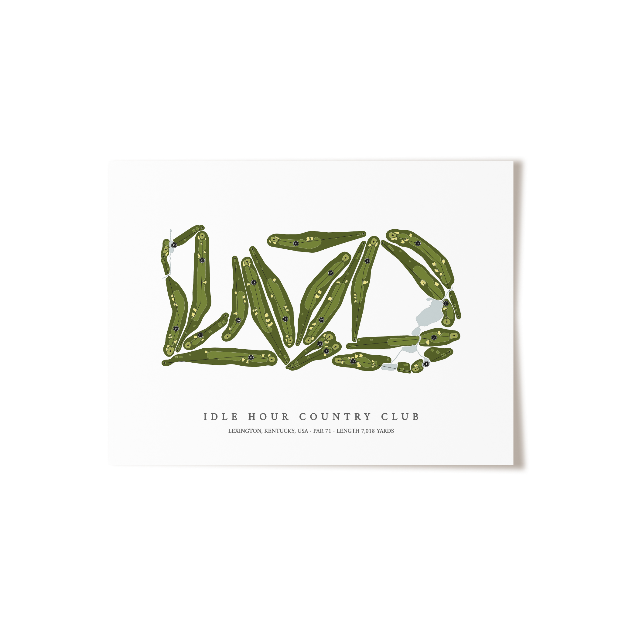 Idle Hour Country Club | Golf Course Map | Unframed 