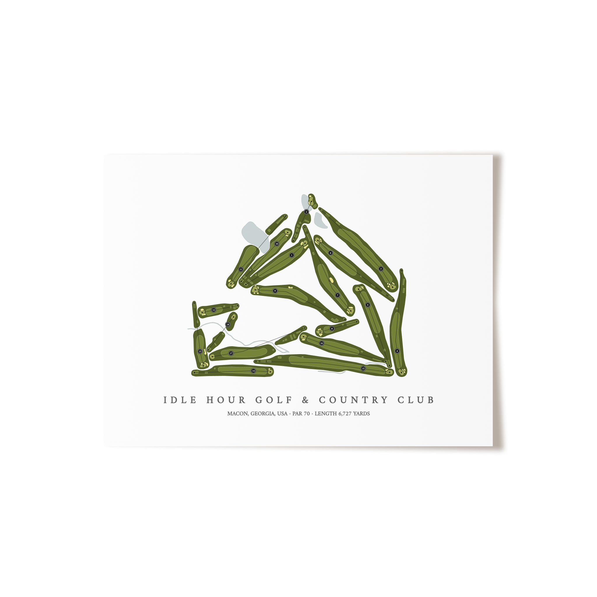Idle Hour Golf & Country Club | Golf Course Map | Unframed 