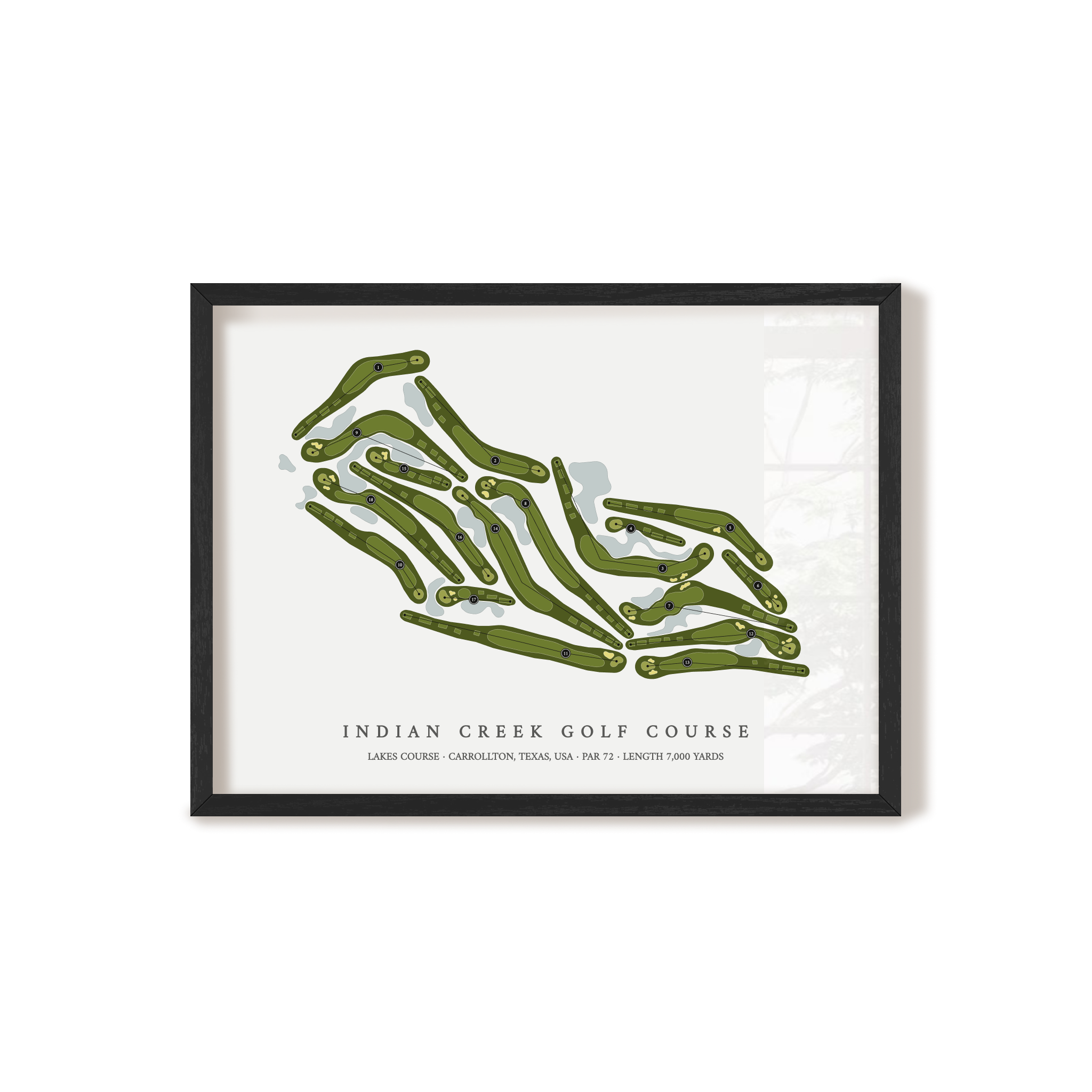 Indian Creek Golf Club - Lakes Course | Golf Course Map | Black Frame 