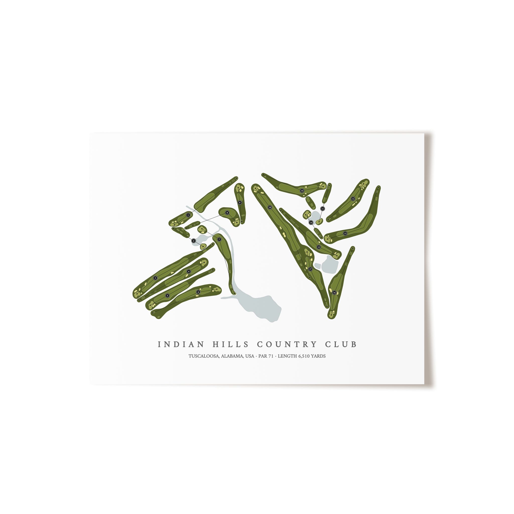 Indian Hills Country Club | Golf Course Map | Unframed 