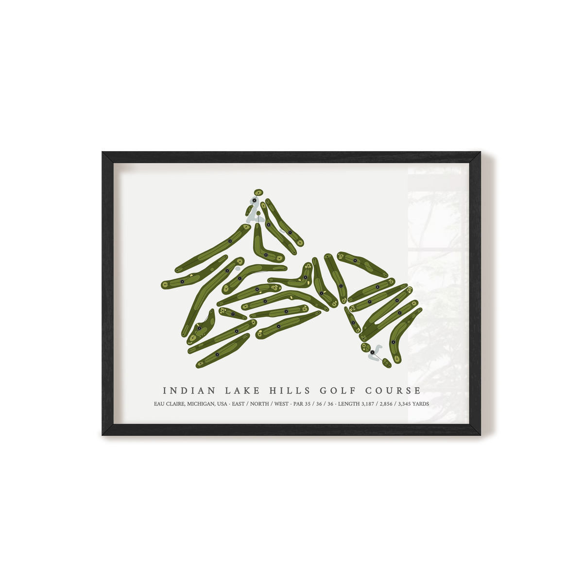 Indian Lake Hills Golf Course | Golf Course Map | Black Frame