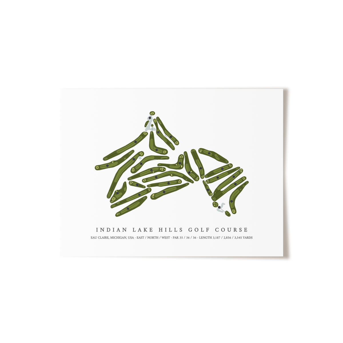 Indian Lake Hills Golf Course | Golf Course Map | Unframed