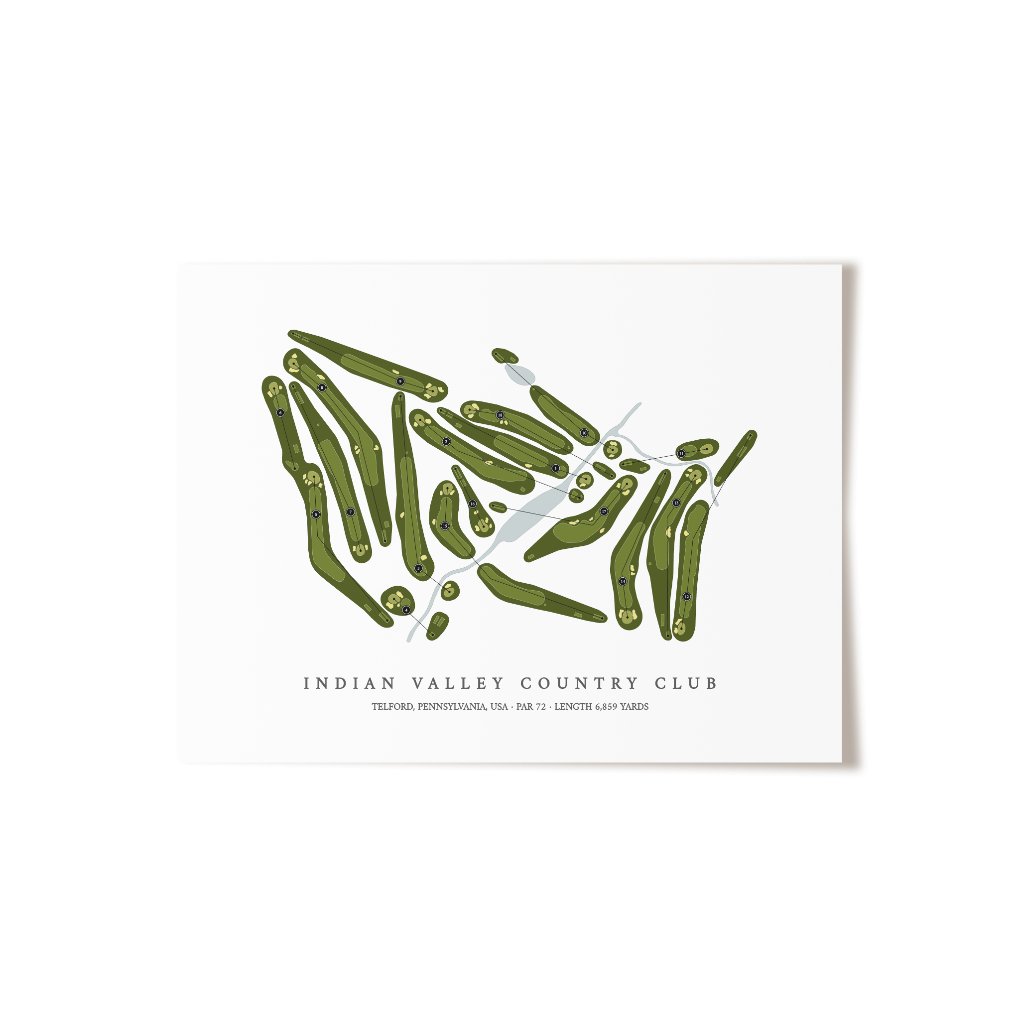 Indian Valley Country Club | Golf Course Map | Unframed 
