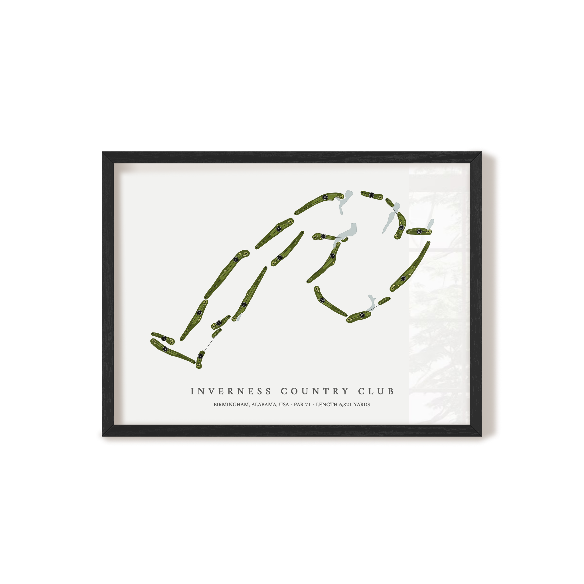 Inverness Country Club | Golf Course Map | Black Frame 