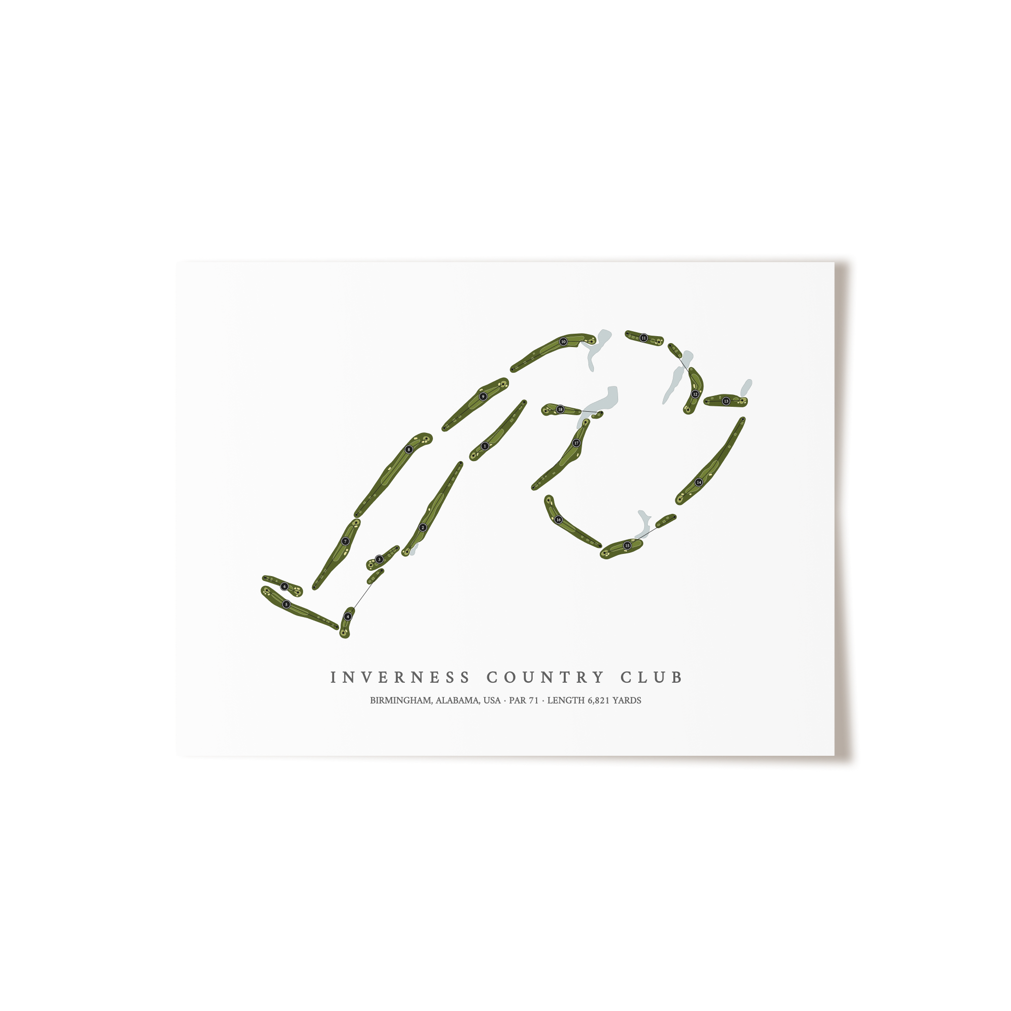 Inverness Country Club | Golf Course Map | Unframed 