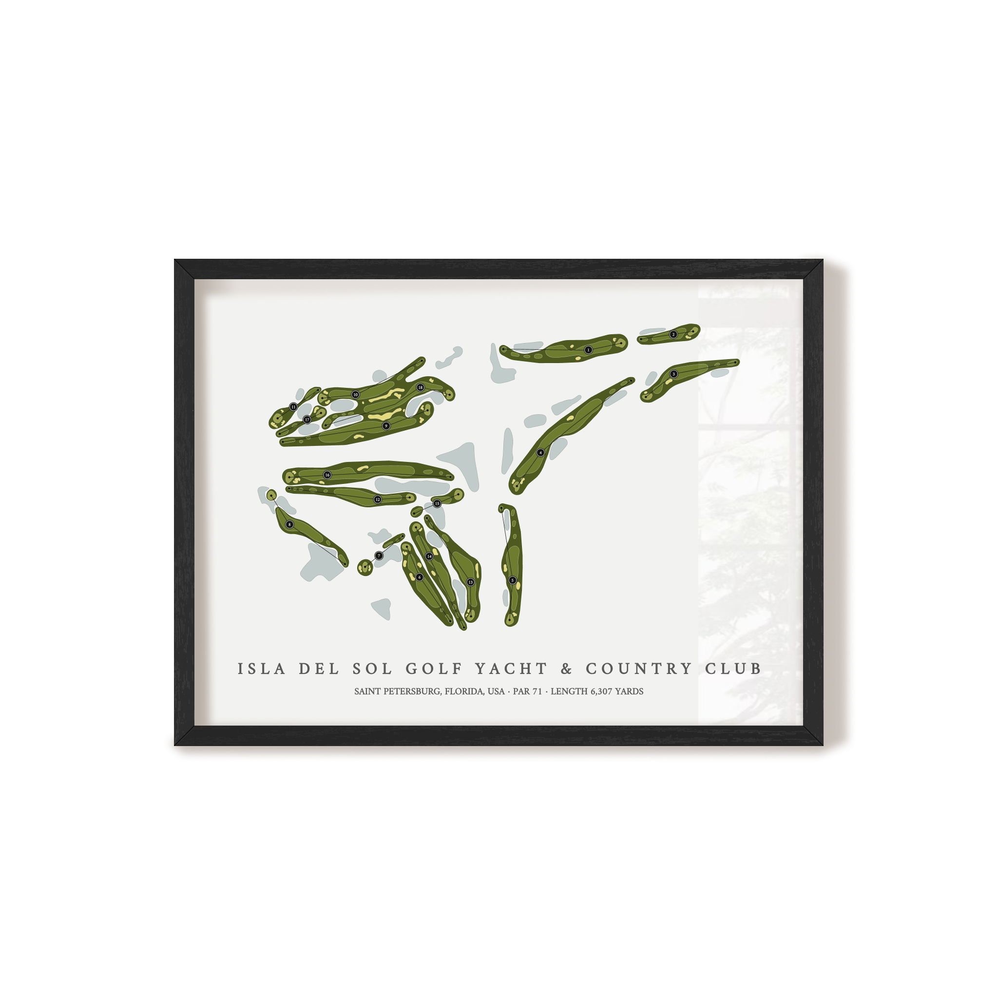Isla Del Sol Golf Yacht & Country Club | Golf Course Map | Black Frame 