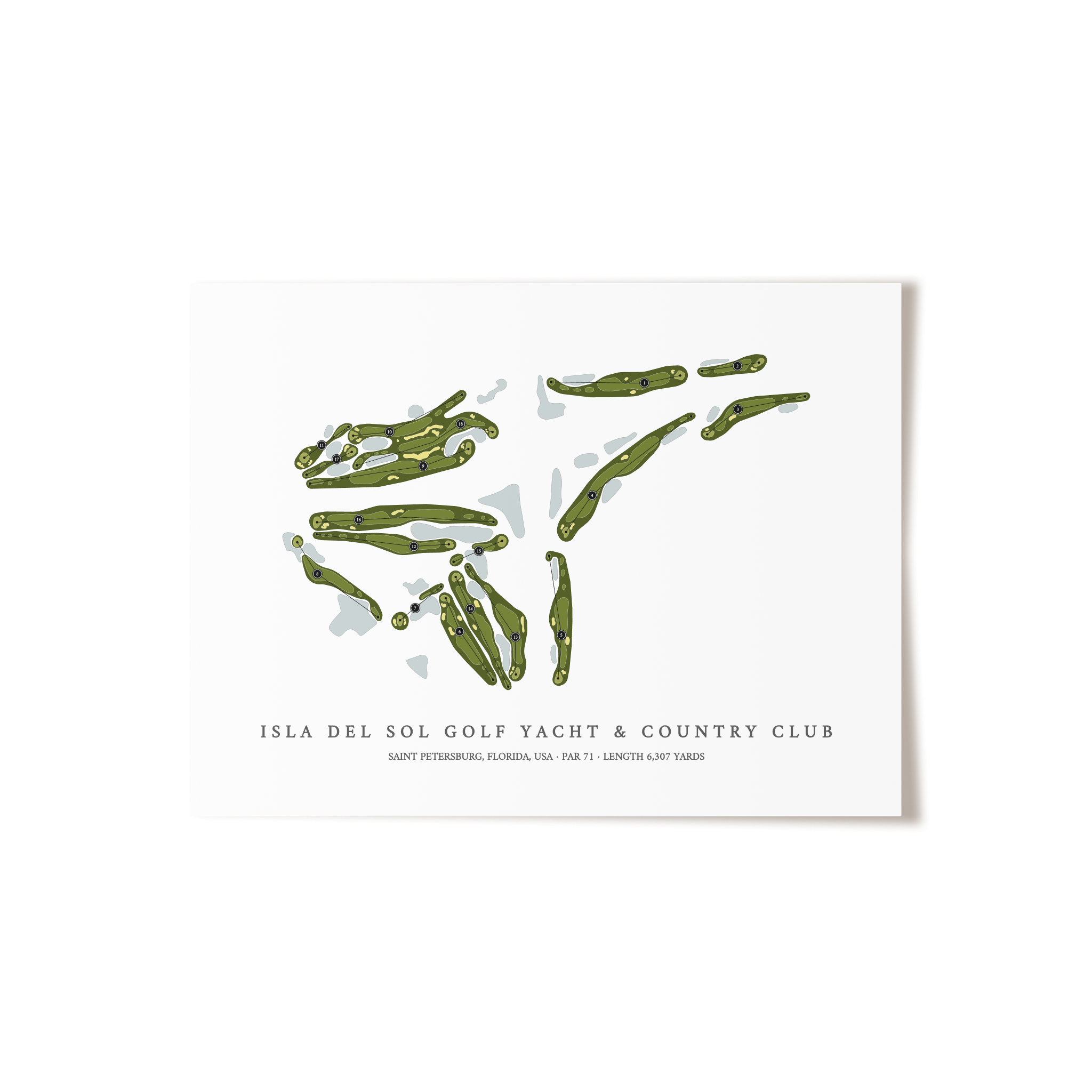 Isla Del Sol Golf Yacht & Country Club | Golf Course Map | Unframed 