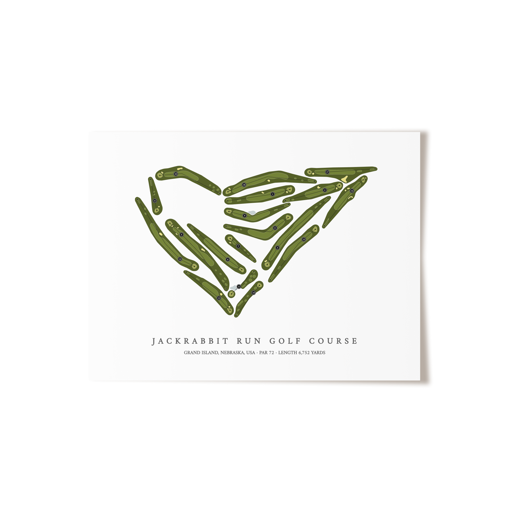 Jackrabbit Run Golf Course | Golf Course Map | Unframed 