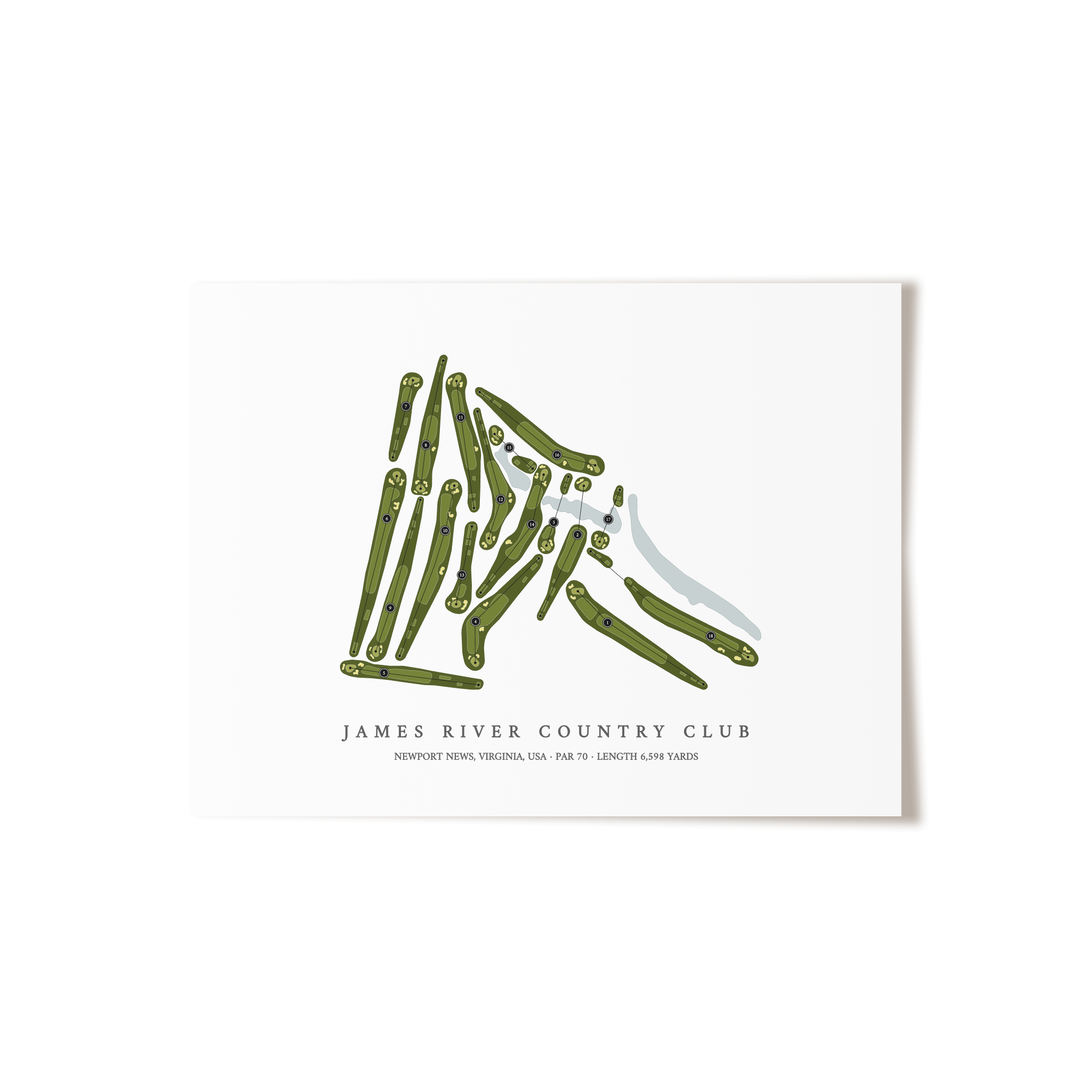 James River Country Club | Golf Course Map | Unframed 