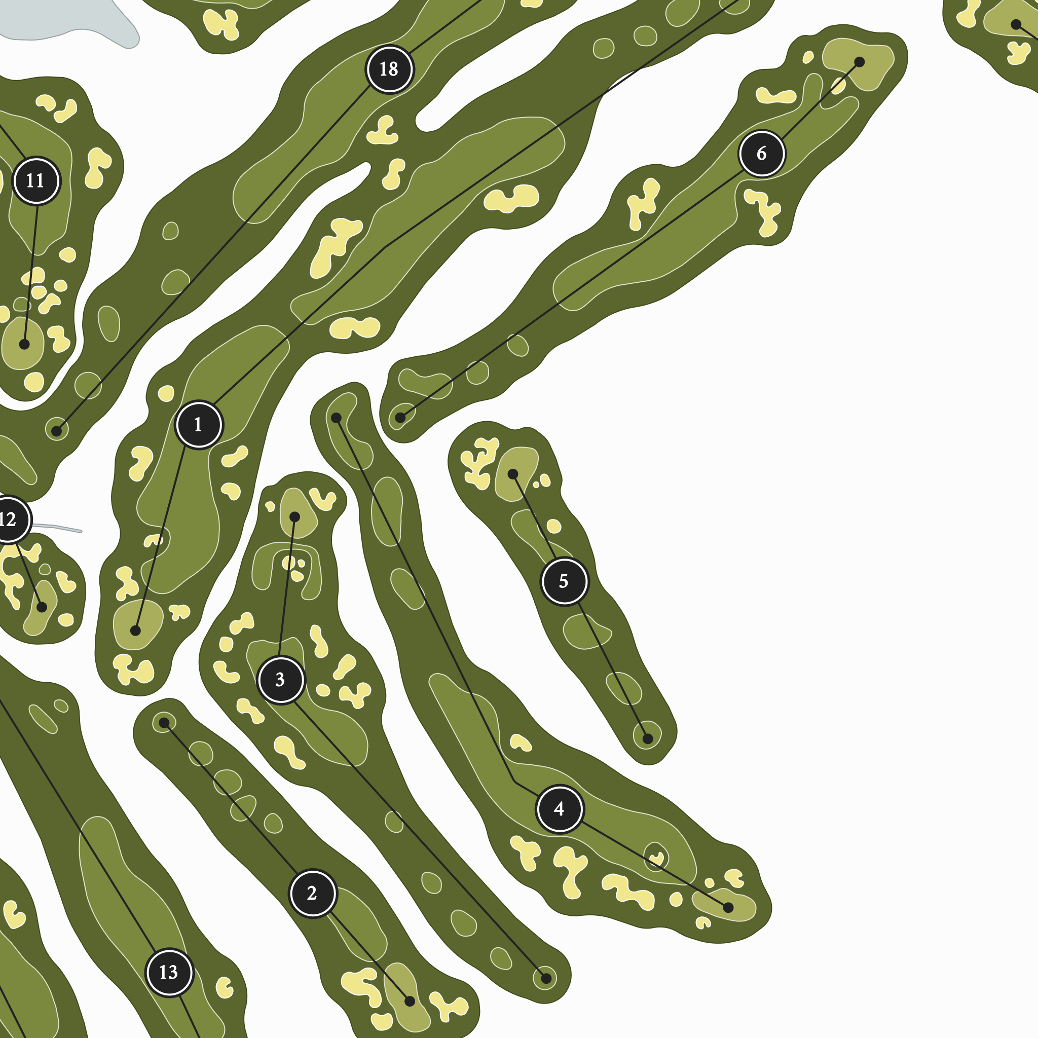 Jericho National Golf Club | Golf Course Print | Close Up