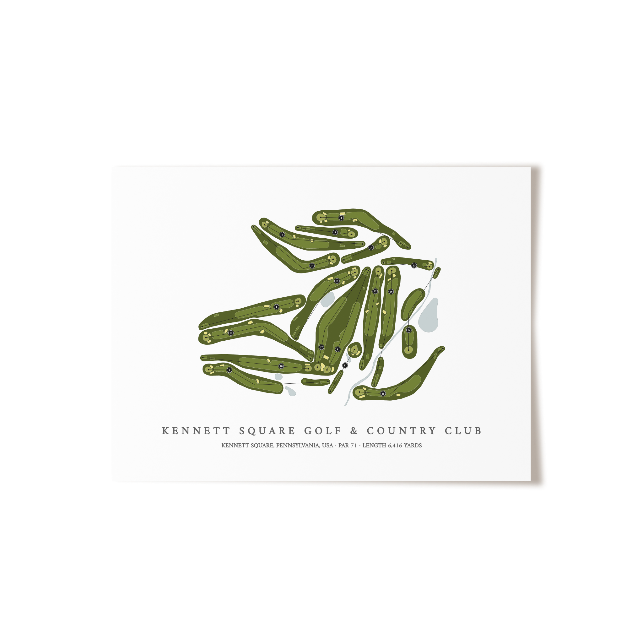 Kennett Square Golf & Country Club | Golf Course Map | Unframed 