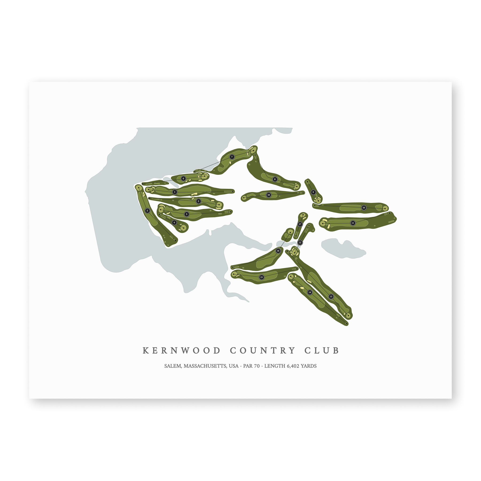 Kernwood Country Club| Golf Course Print | Unframed With Hole Numbers #hole numbers_yes