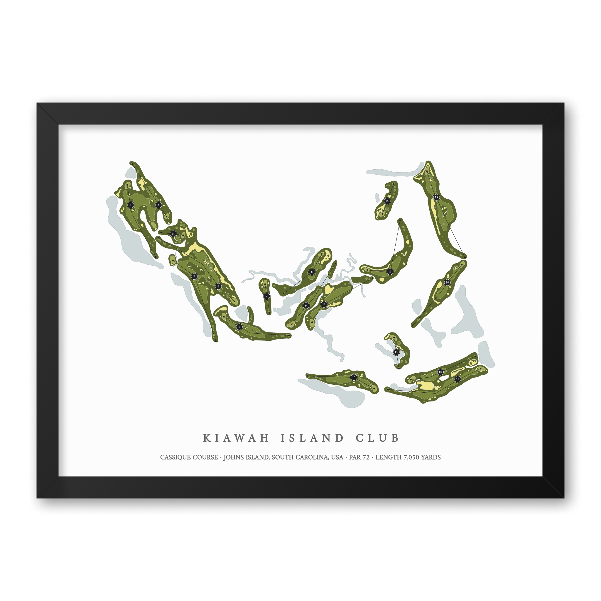 Kiawah Island Club - Cassique Course | Golf Course Map | Black Frame