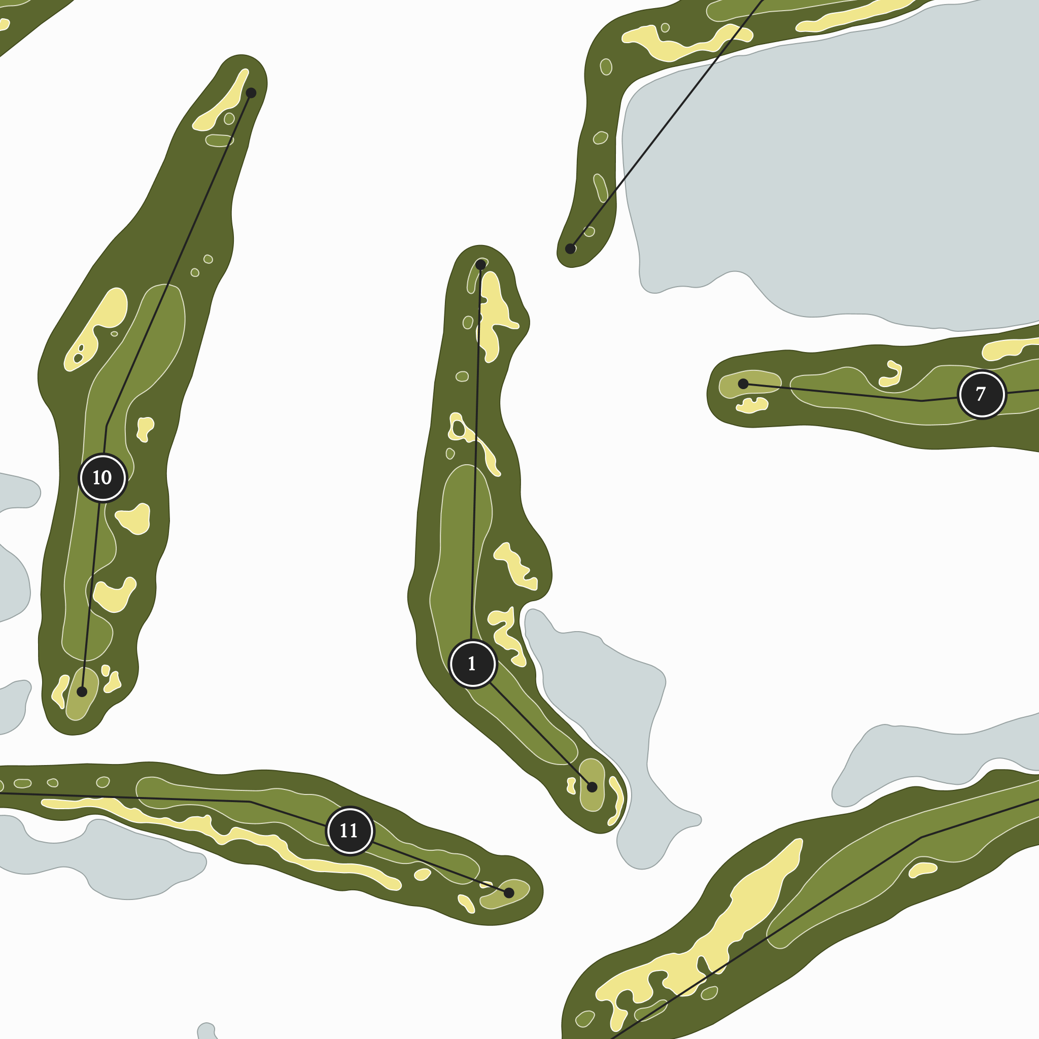 Kiawah Island Club - River Course | Golf Course Map | Close Up With Hole Numbers #hole numbers_yes