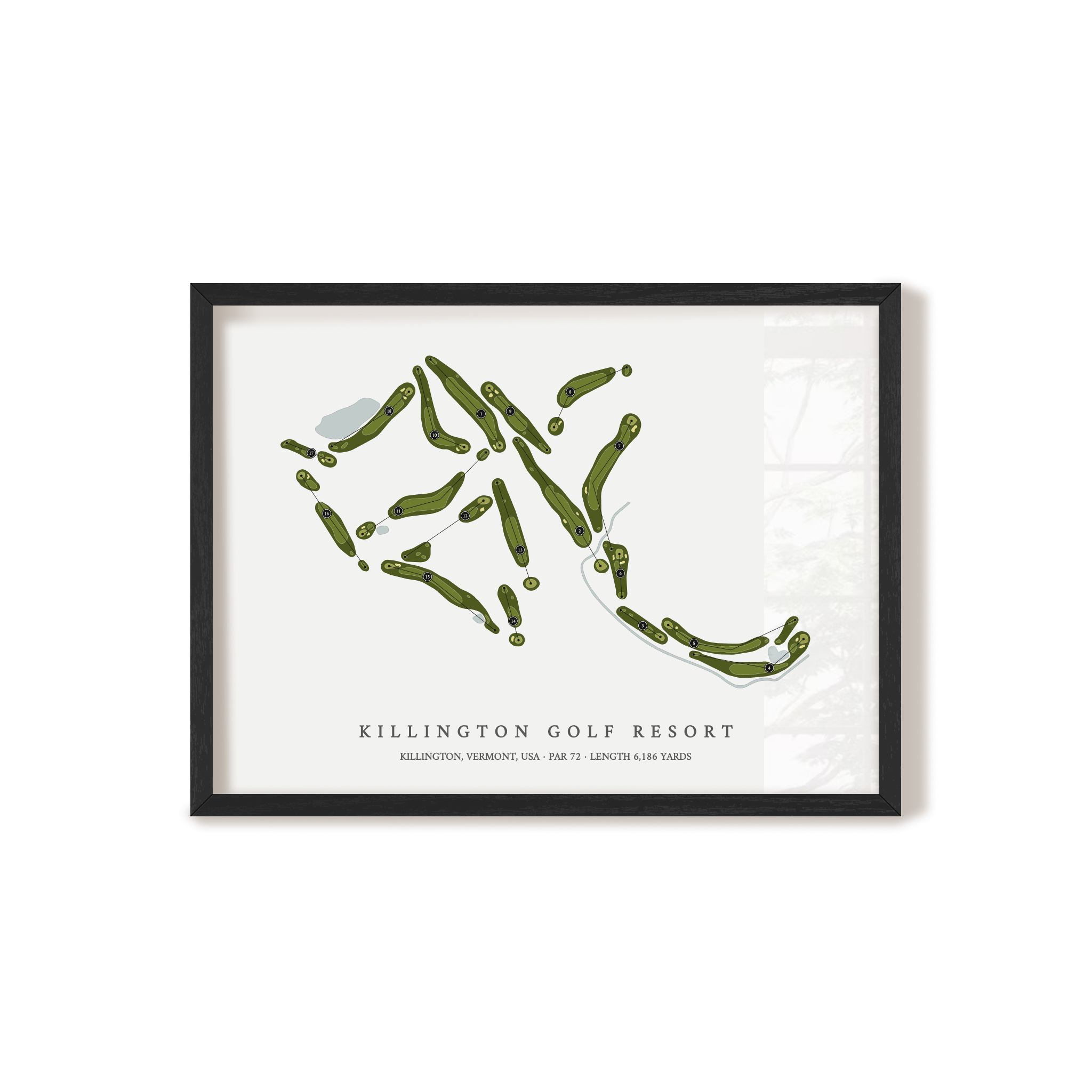 Killington Golf Resort | Golf Course Map | Black Frame 