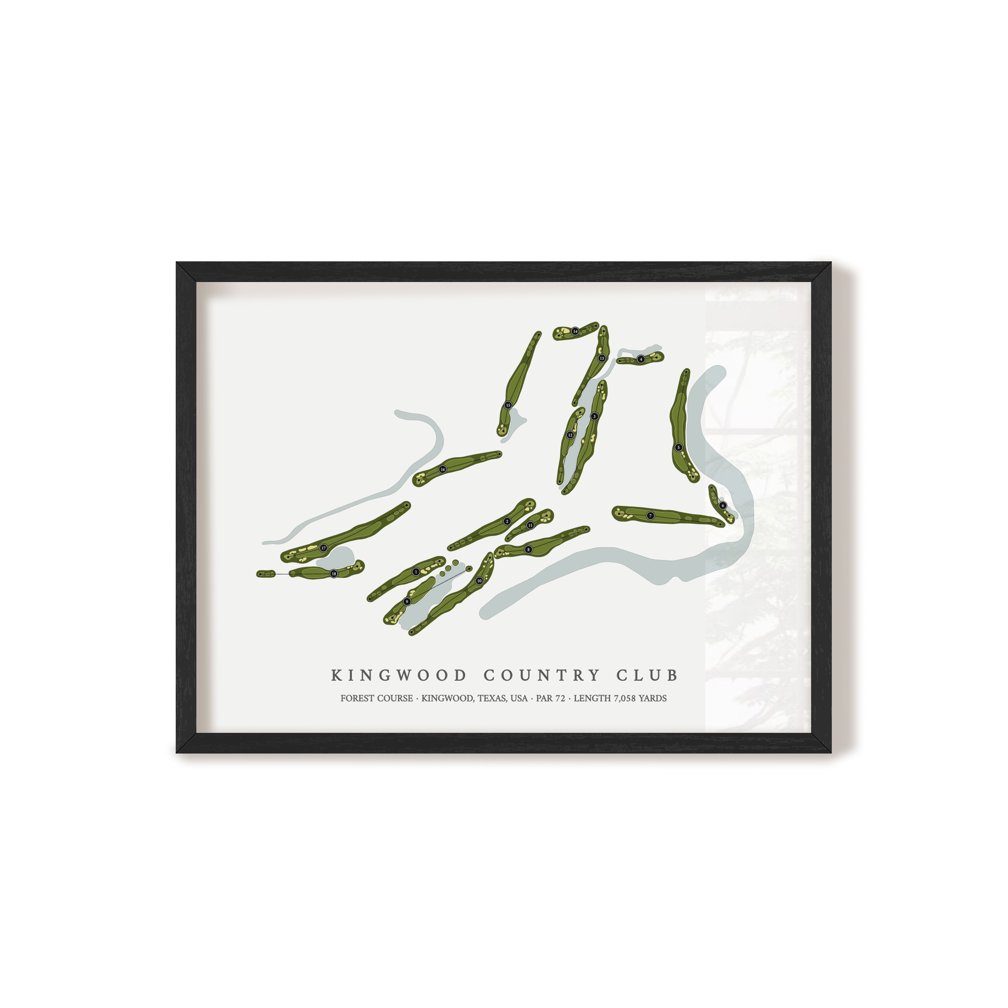 Kingwood Country Club - Forest Course | Golf Course Map | Black Frame 