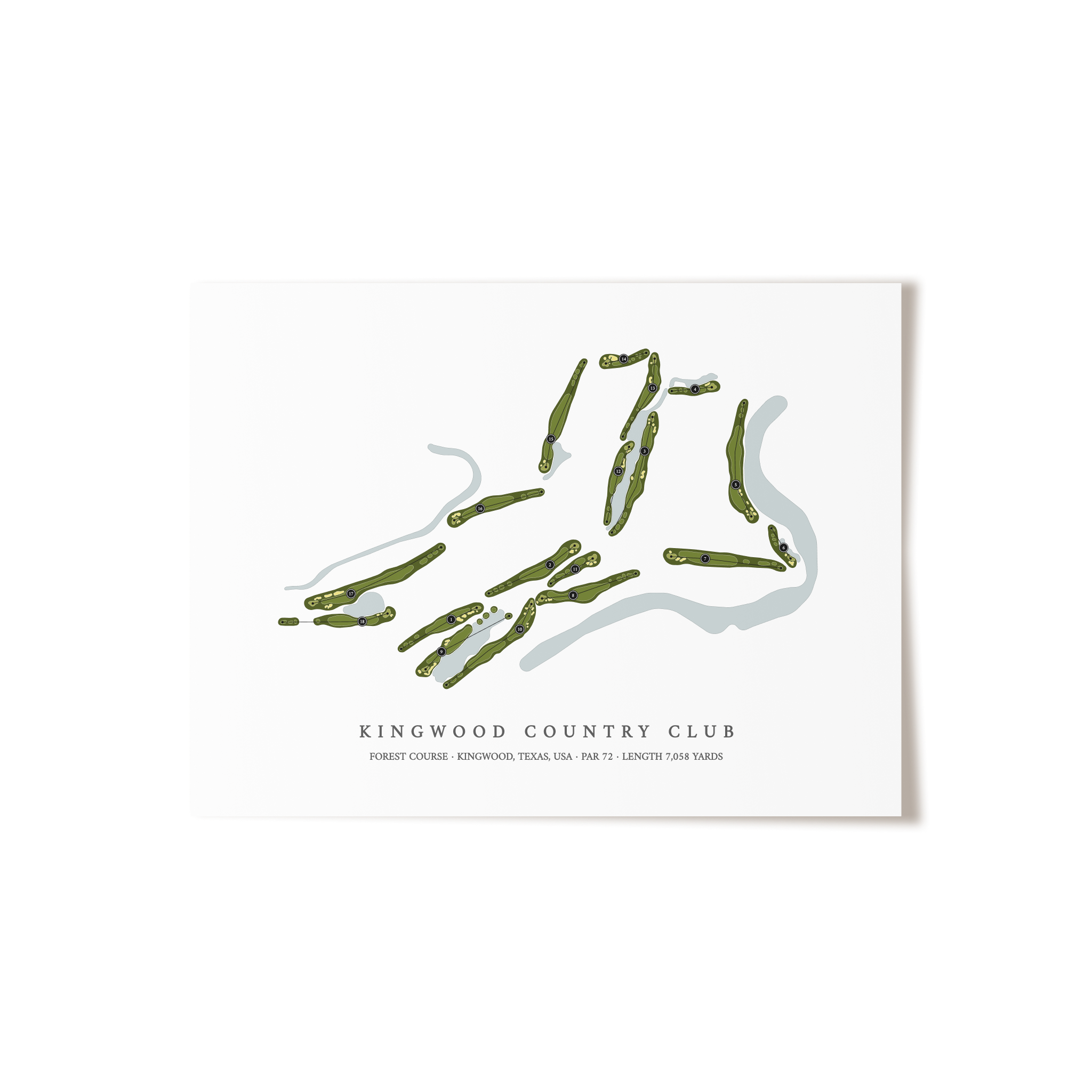 Kingwood Country Club - Forest Course | Golf Course Map | Unframed 