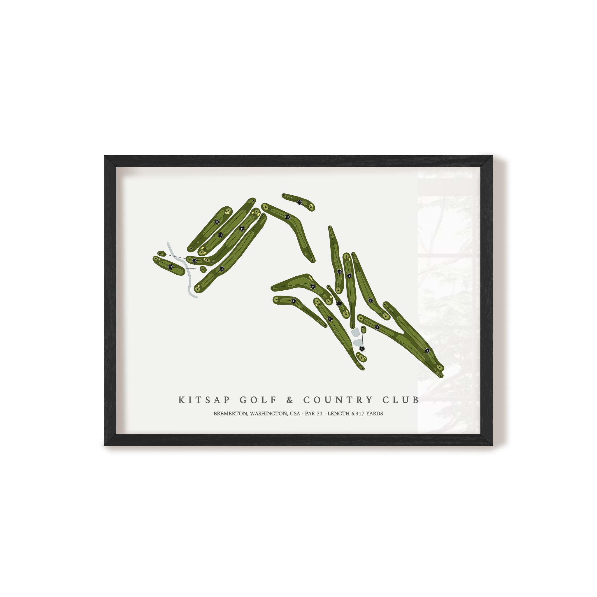 Kitsap Golf & Country Club | Golf Course Map | Black Frame 