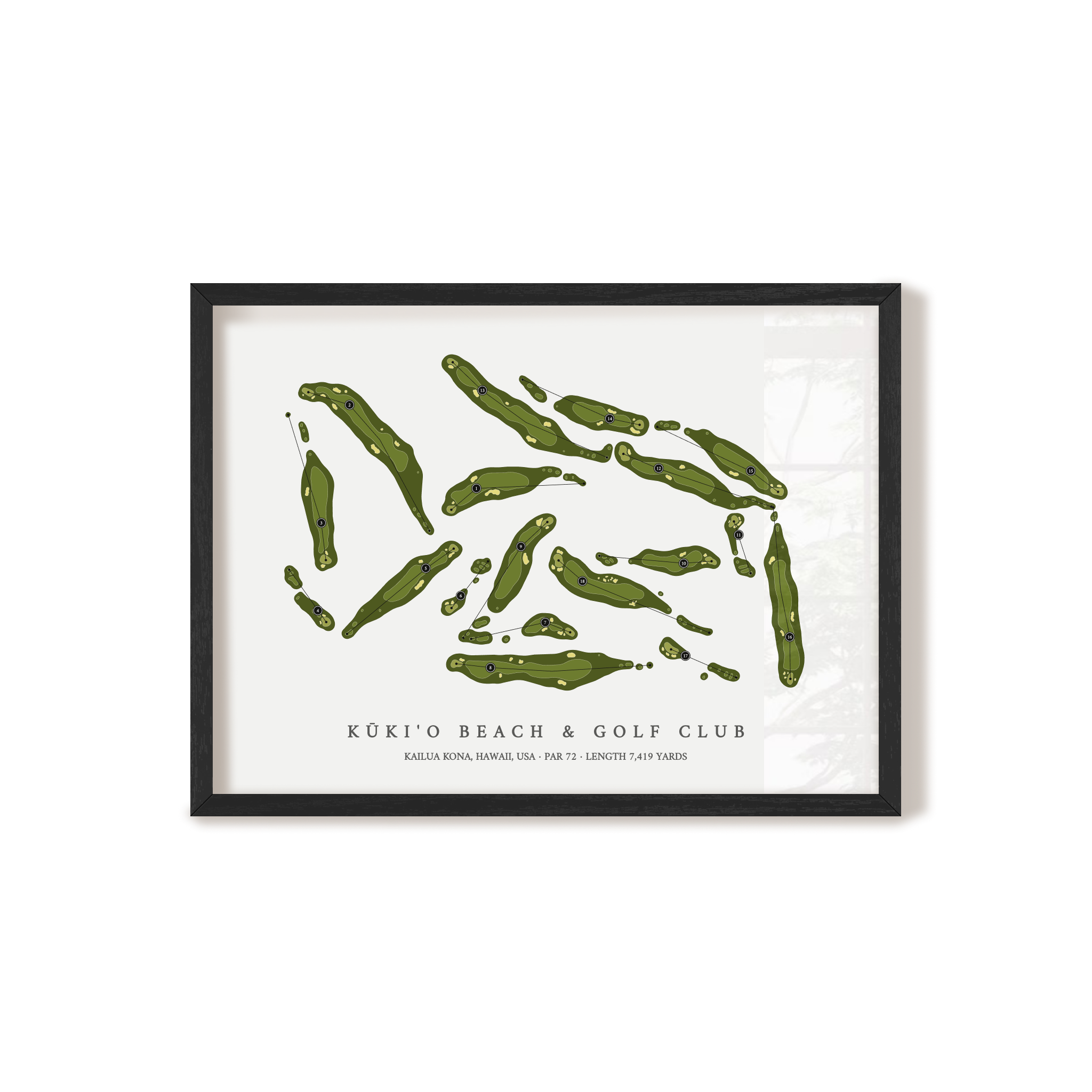 Kuki'o Golf & Beach Club - Championship Course | Golf Course Print | Black Frame
