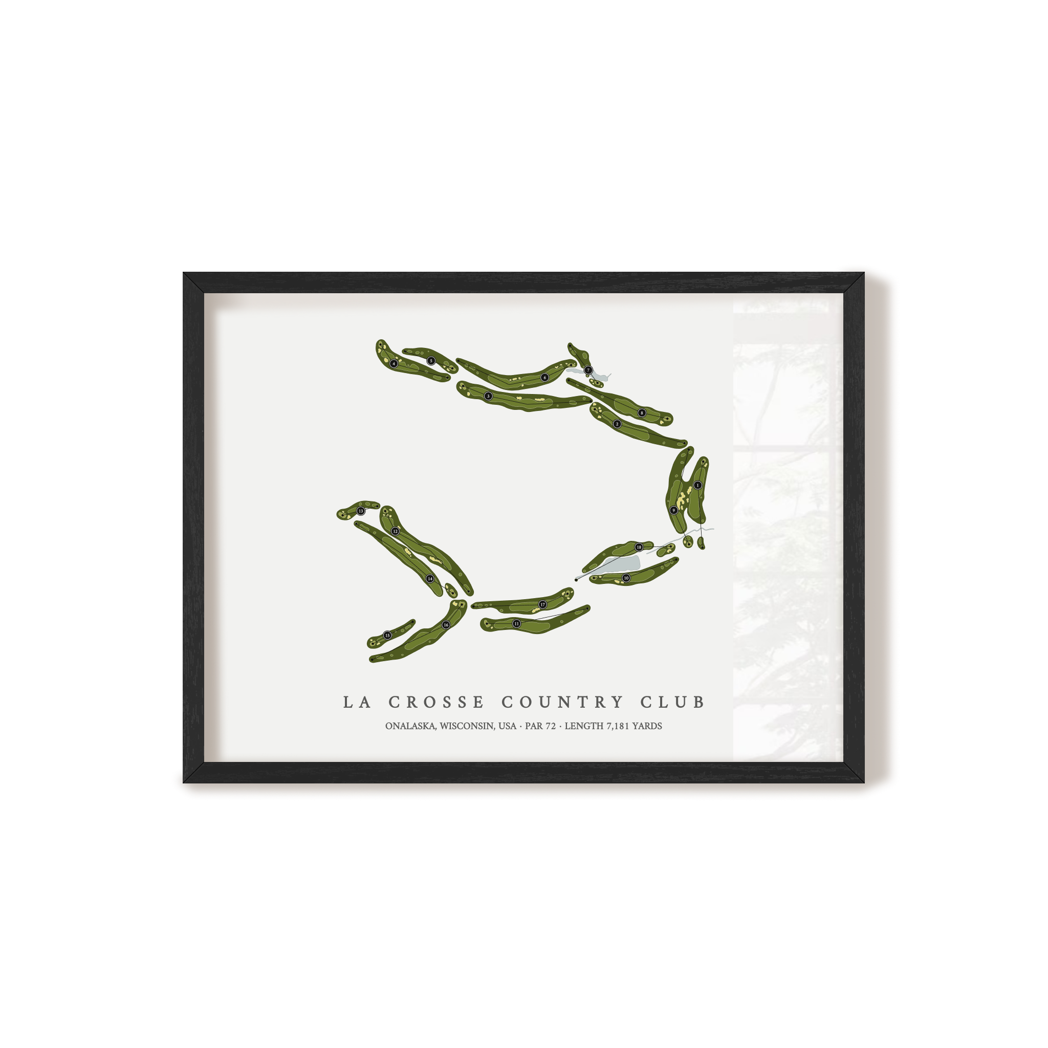 La Crosse Country Club | Golf Course Map | Black Frame 