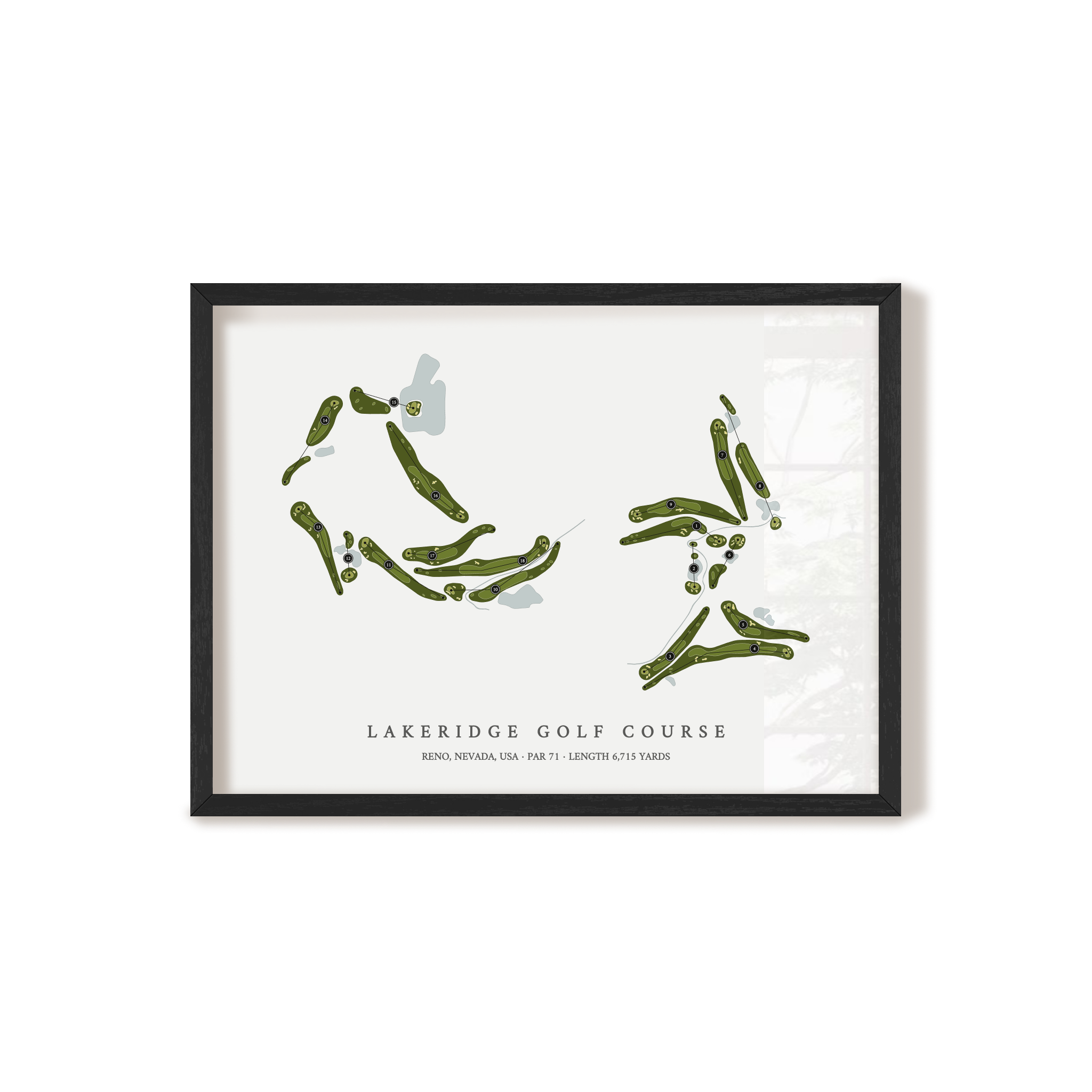 LakeRidge Golf Course | Golf Course Map | Black Frame 