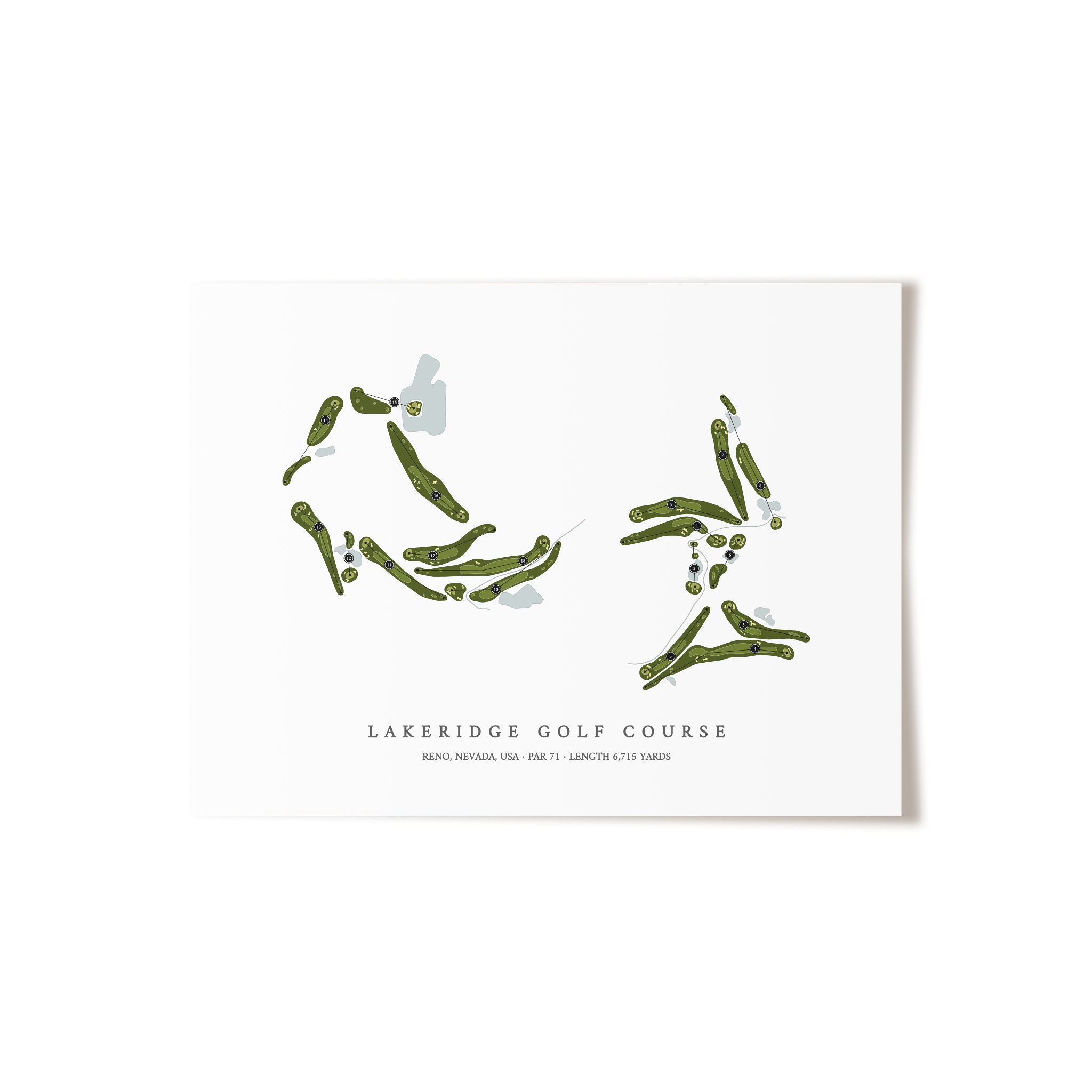 LakeRidge Golf Course | Golf Course Map | Unframed 