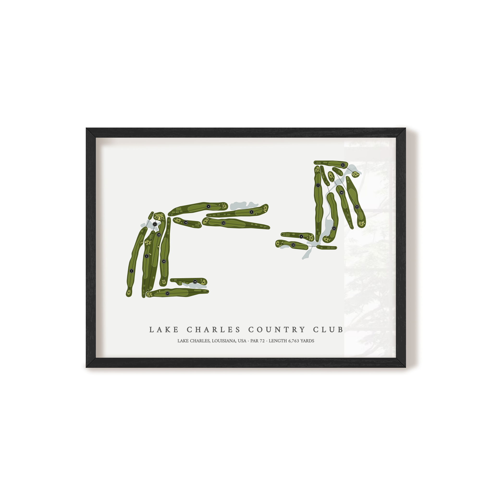 Lake Charles Country Club | Golf Course Map | Black Frame 