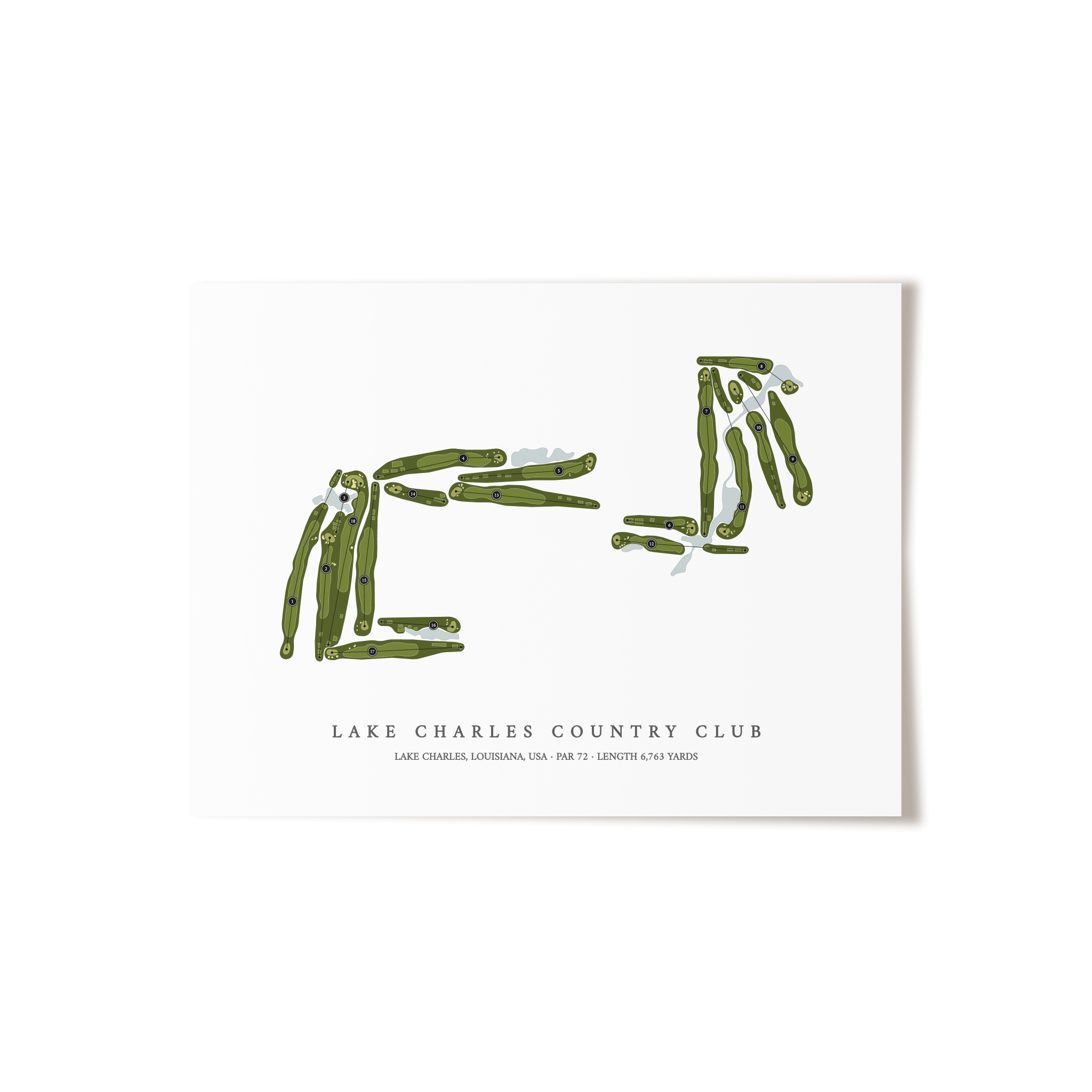 Lake Charles Country Club | Golf Course Map | Unframed 