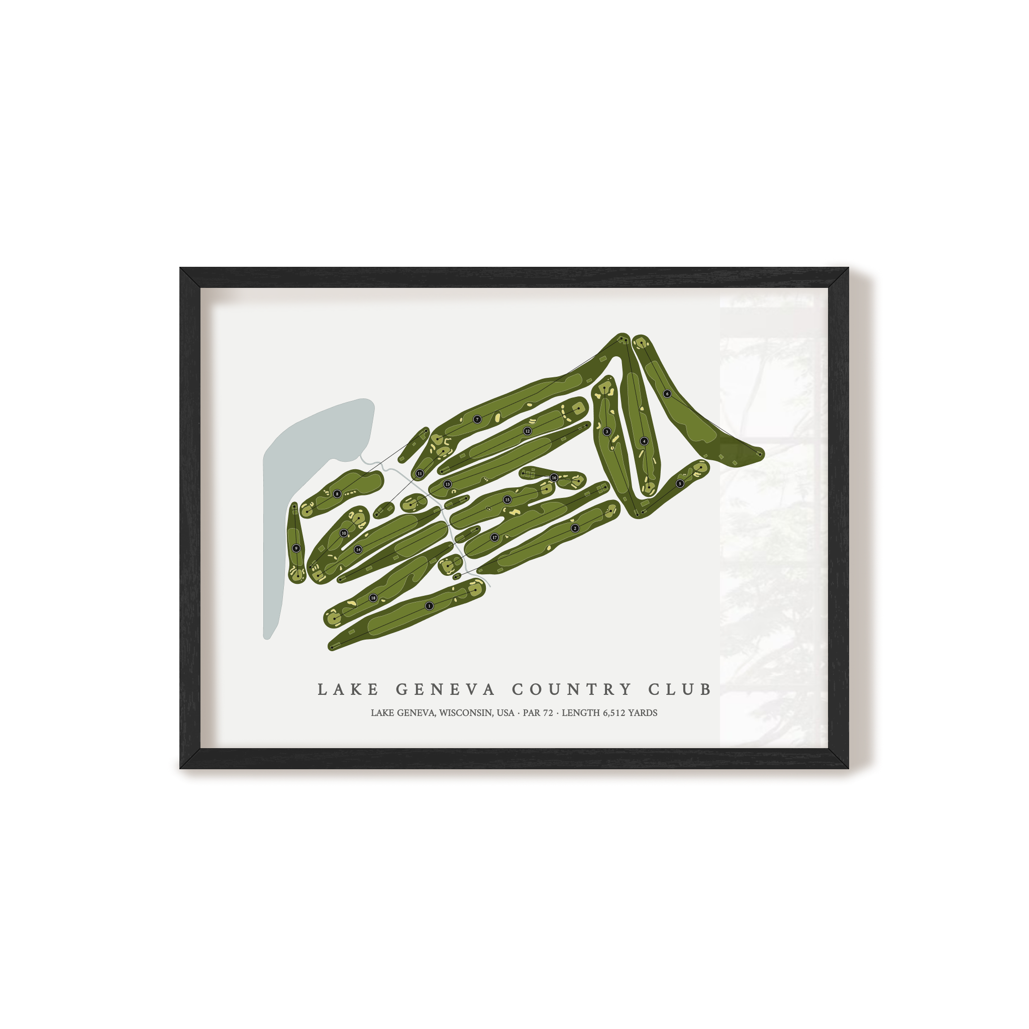 Lake Geneva Country Club | Golf Course Map | Black Frame 