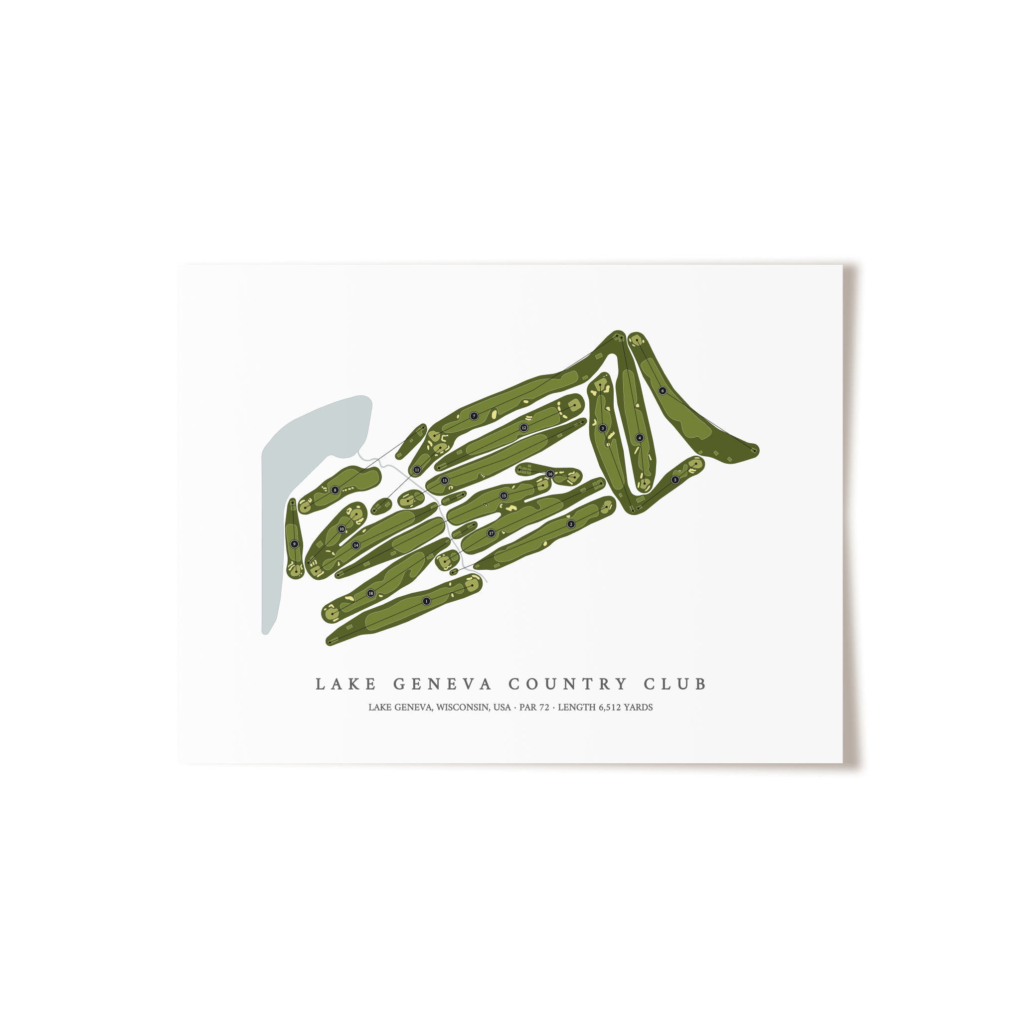 Lake Geneva Country Club | Golf Course Map | Unframed 