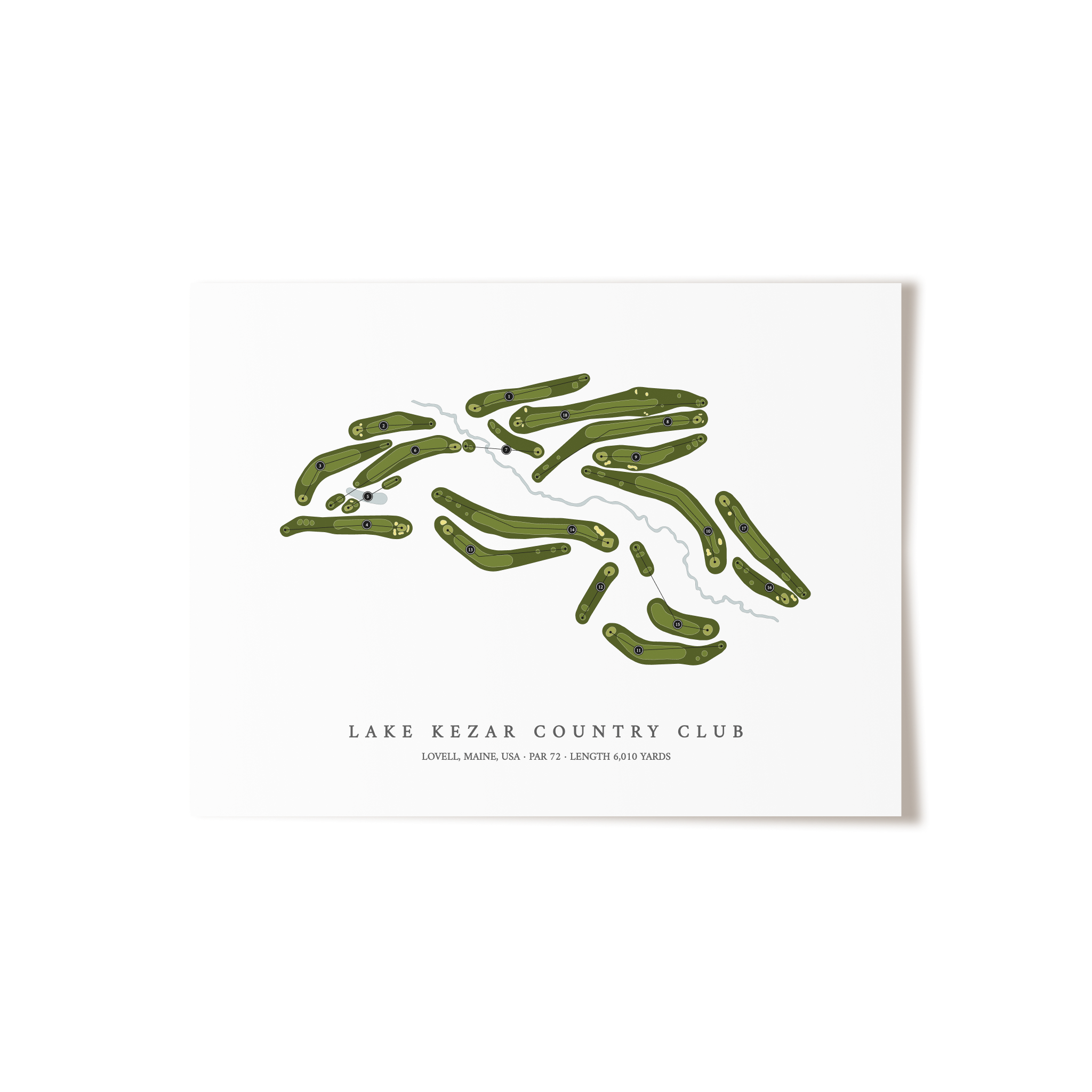 Lake Kezar Country Club | Golf Course Map | Unframed 