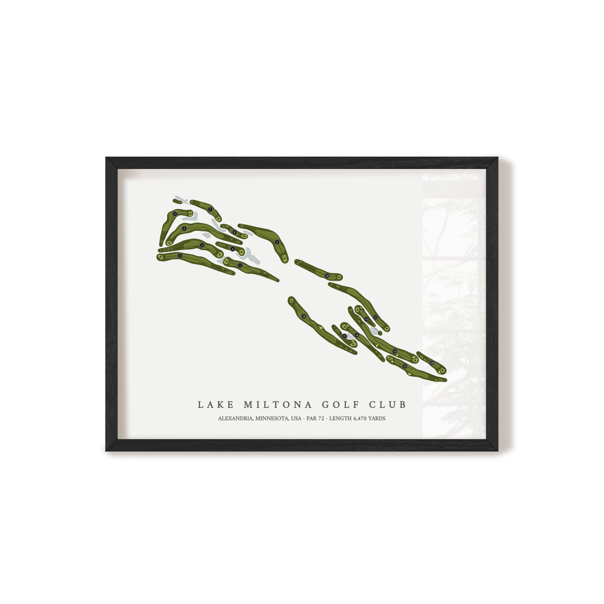 Lake Miltona Golf Club | Golf Course Map | Black Frame 