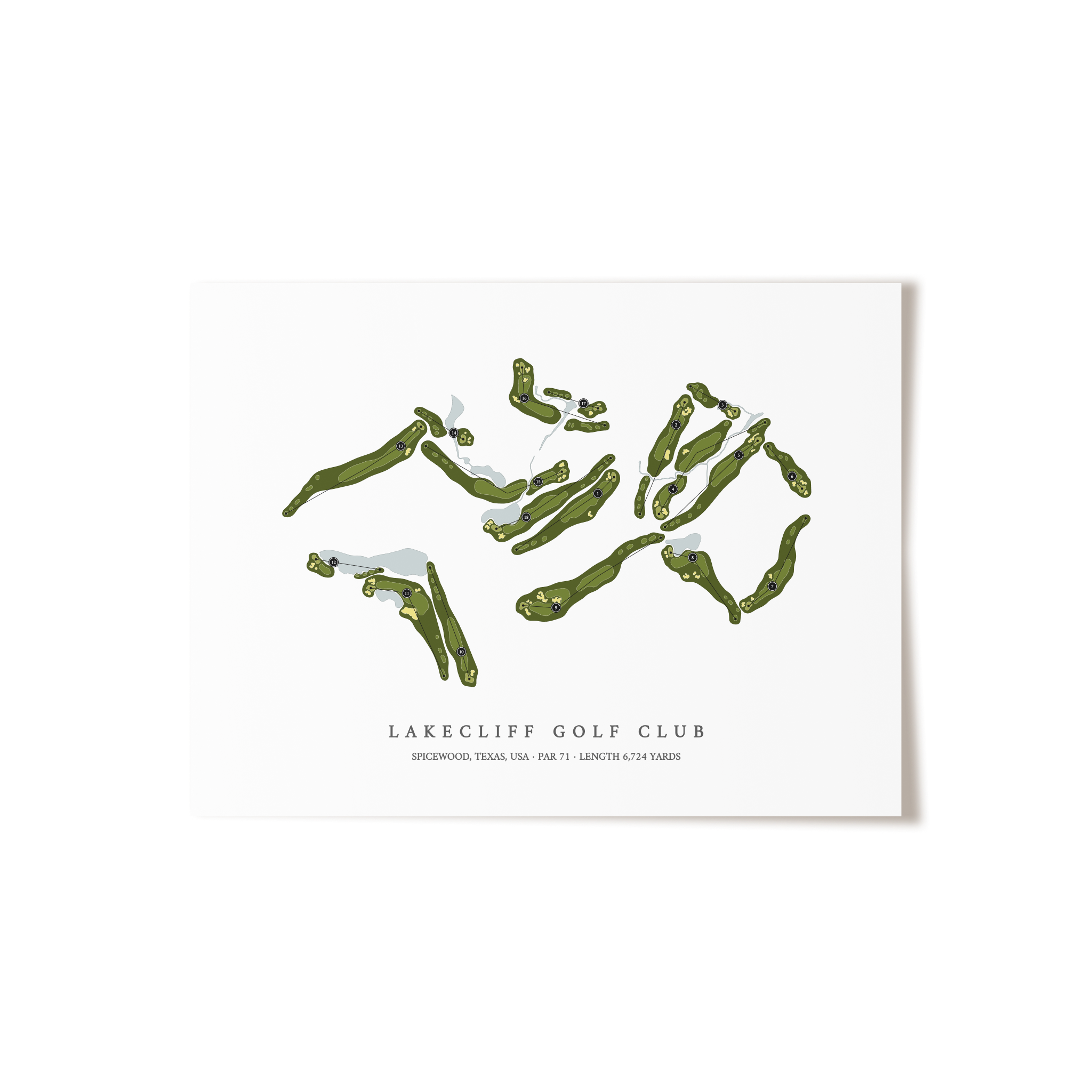 Lakecliff Golf Club | Golf Course Map | Unframed 