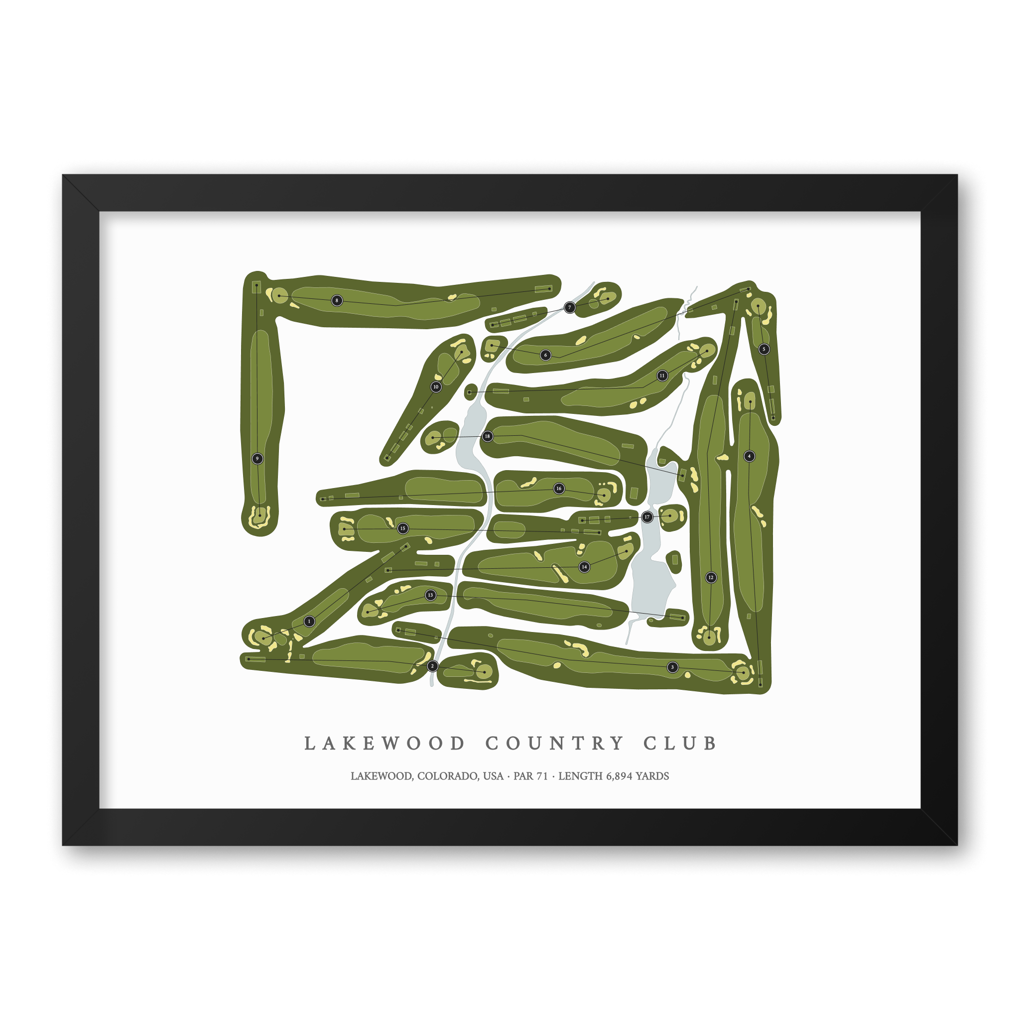 Lakewood Country Club | Golf Course Map | Black Frame