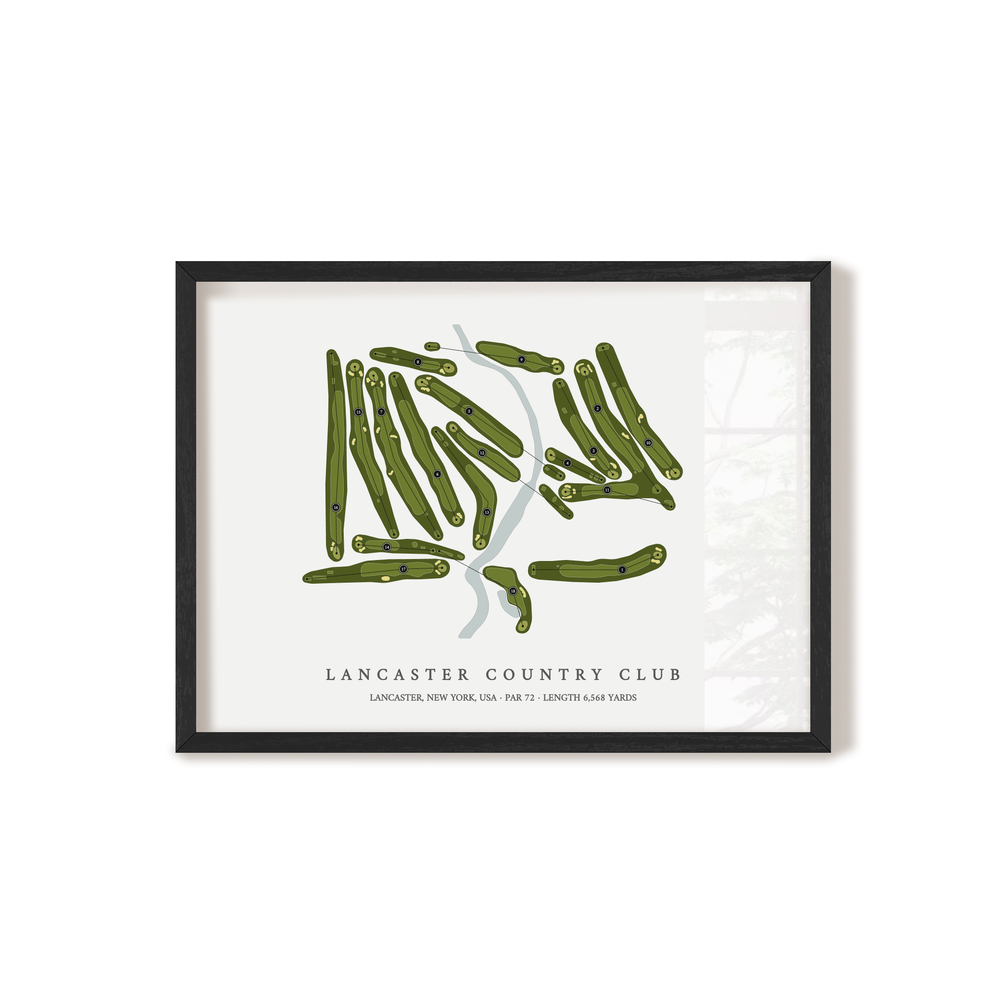 Lancaster Country Club | Golf Course Map | Black Frame 
