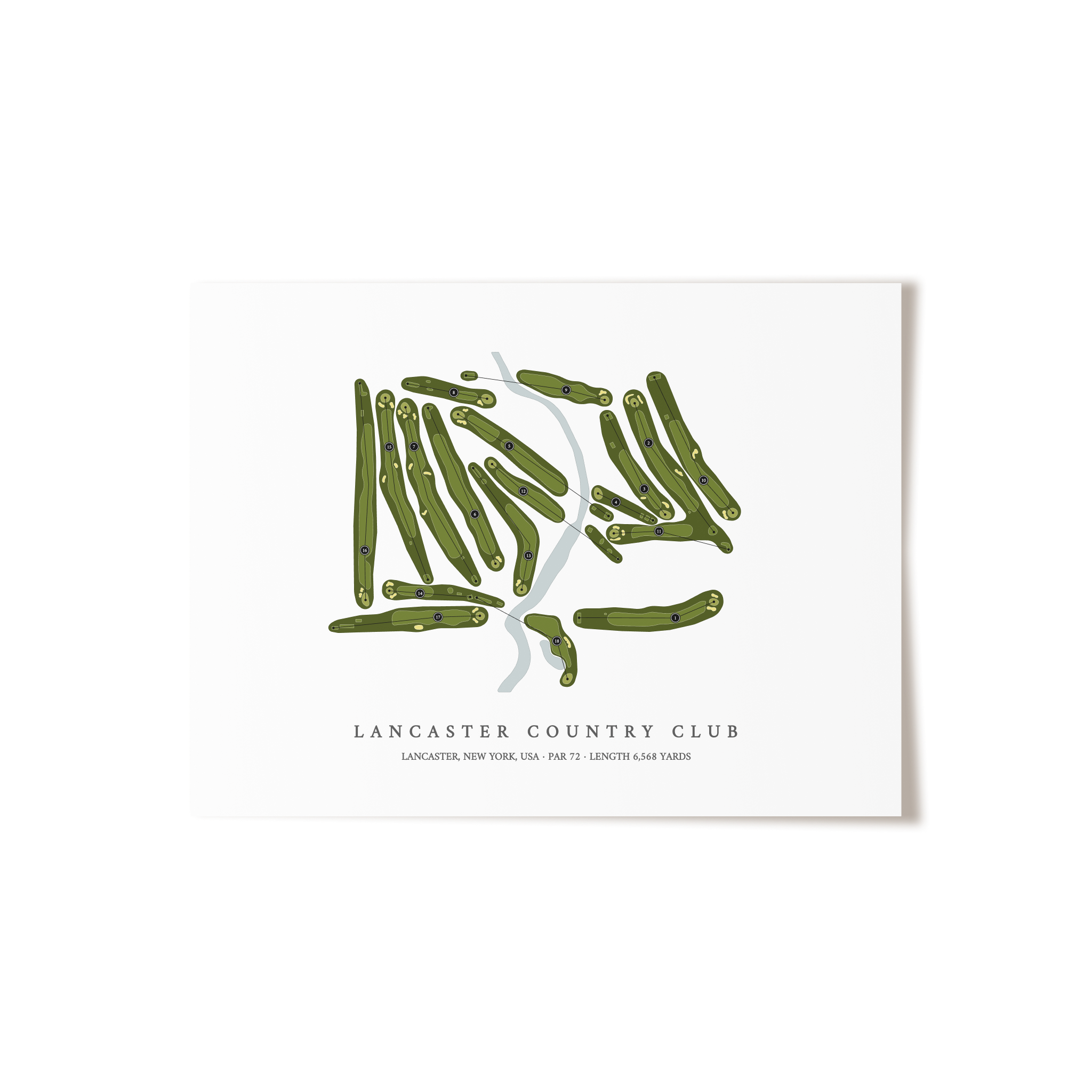 Lancaster Country Club | Golf Course Map | Unframed 
