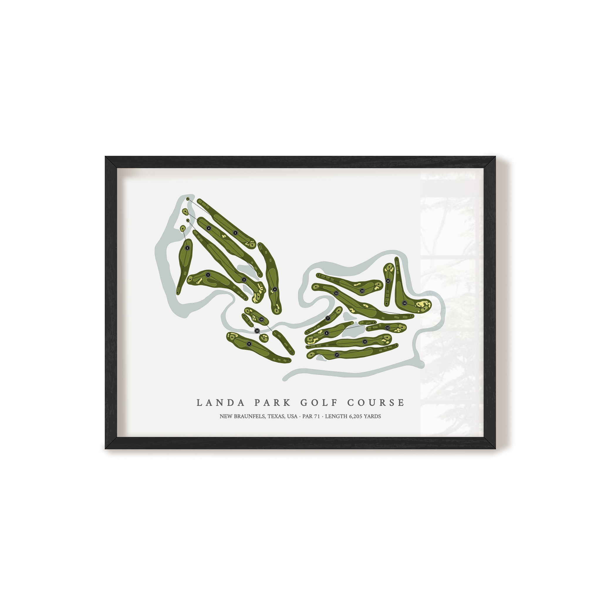 Landa Park Golf Course | Golf Course Map | Black Frame 