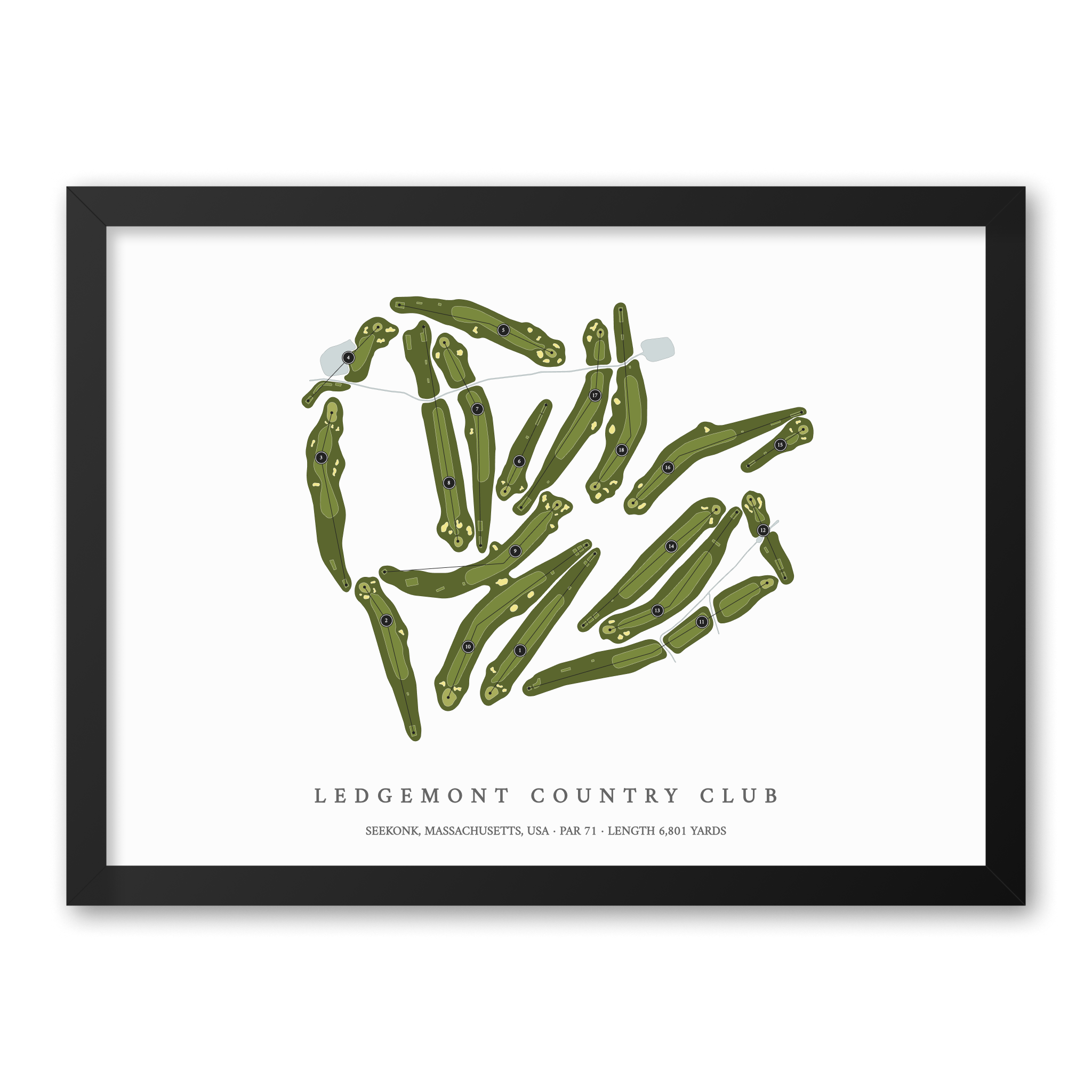 Ledgemont Country Club | Golf Course Map | Black Frame