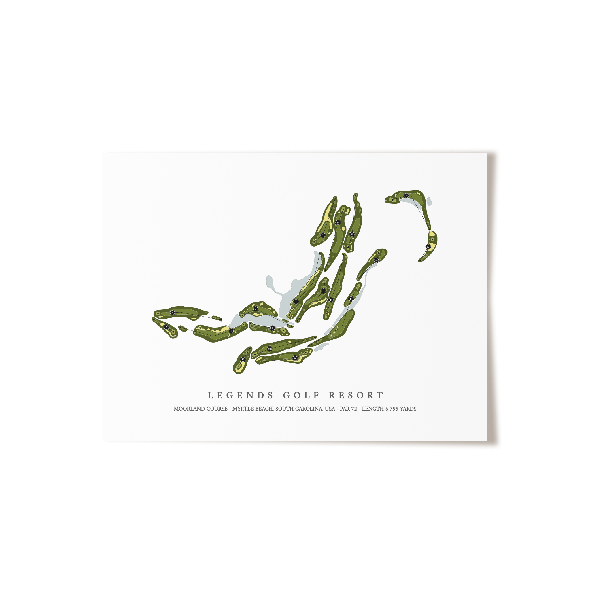 Legends Golf Resort - Moorland Course | Golf Course Map | Unframed 