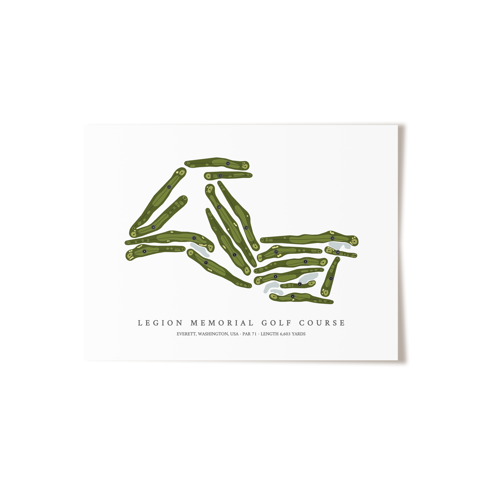 Legion Memorial Golf Course | Golf Course Map | Unframed 